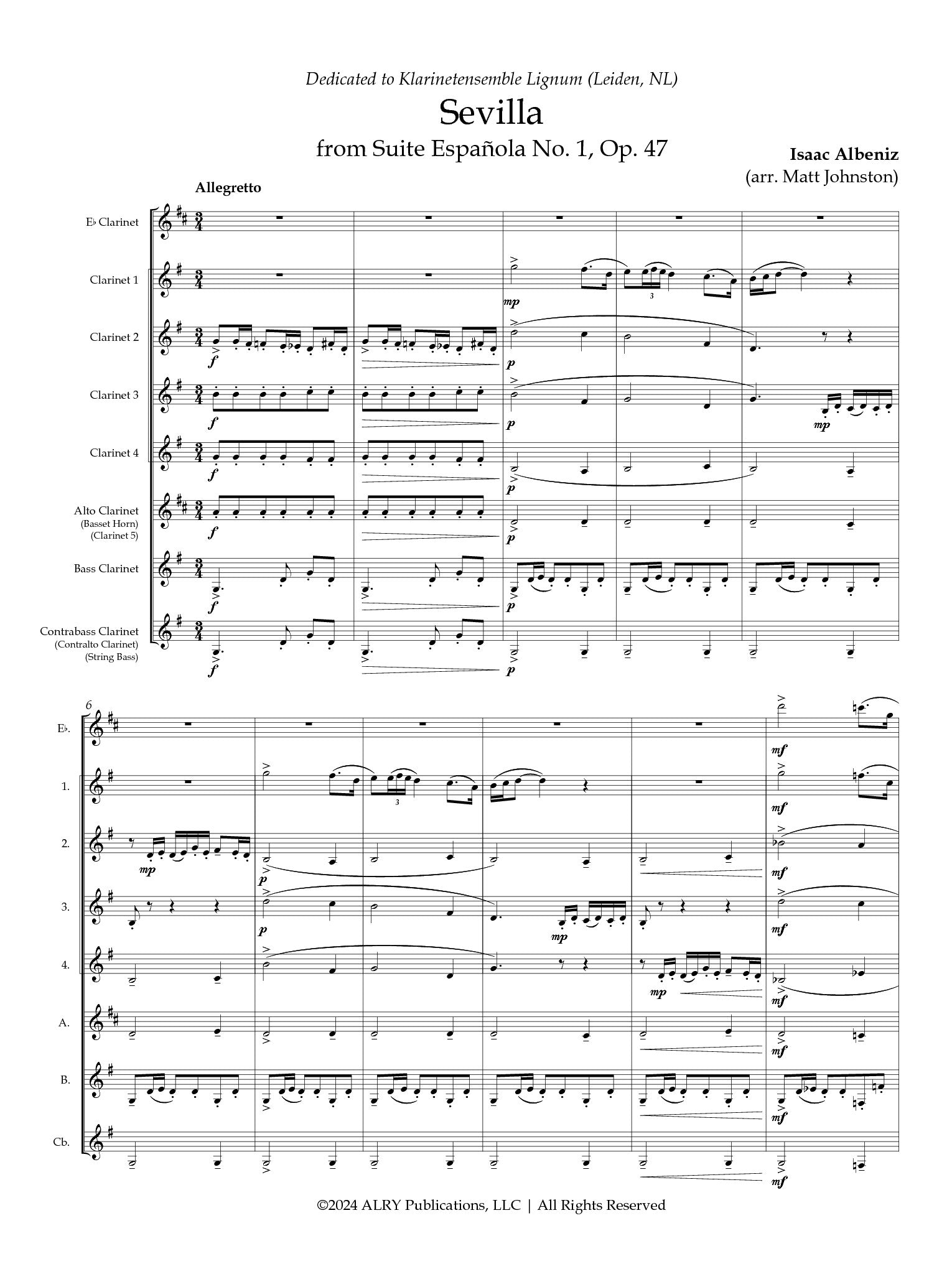 Albeniz - Sevilla from Suite Espanola for Clarinet Choir