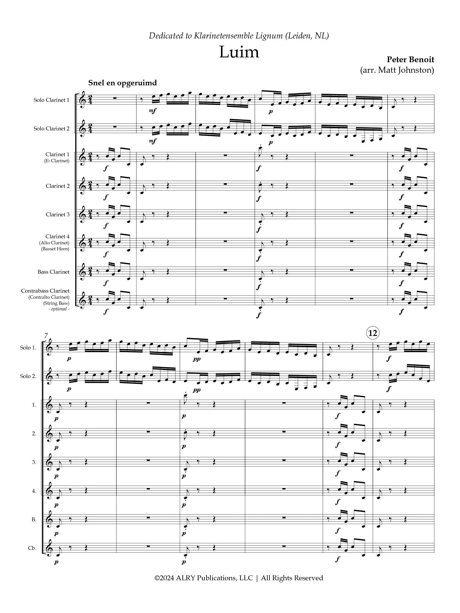 Beniot (arr. Matt Johnston) - Luim for Clarinet Choir