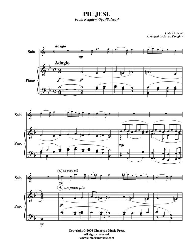 Faure (arr. Bryan Doughty) - Pie Jesu for Clarinet and Piano