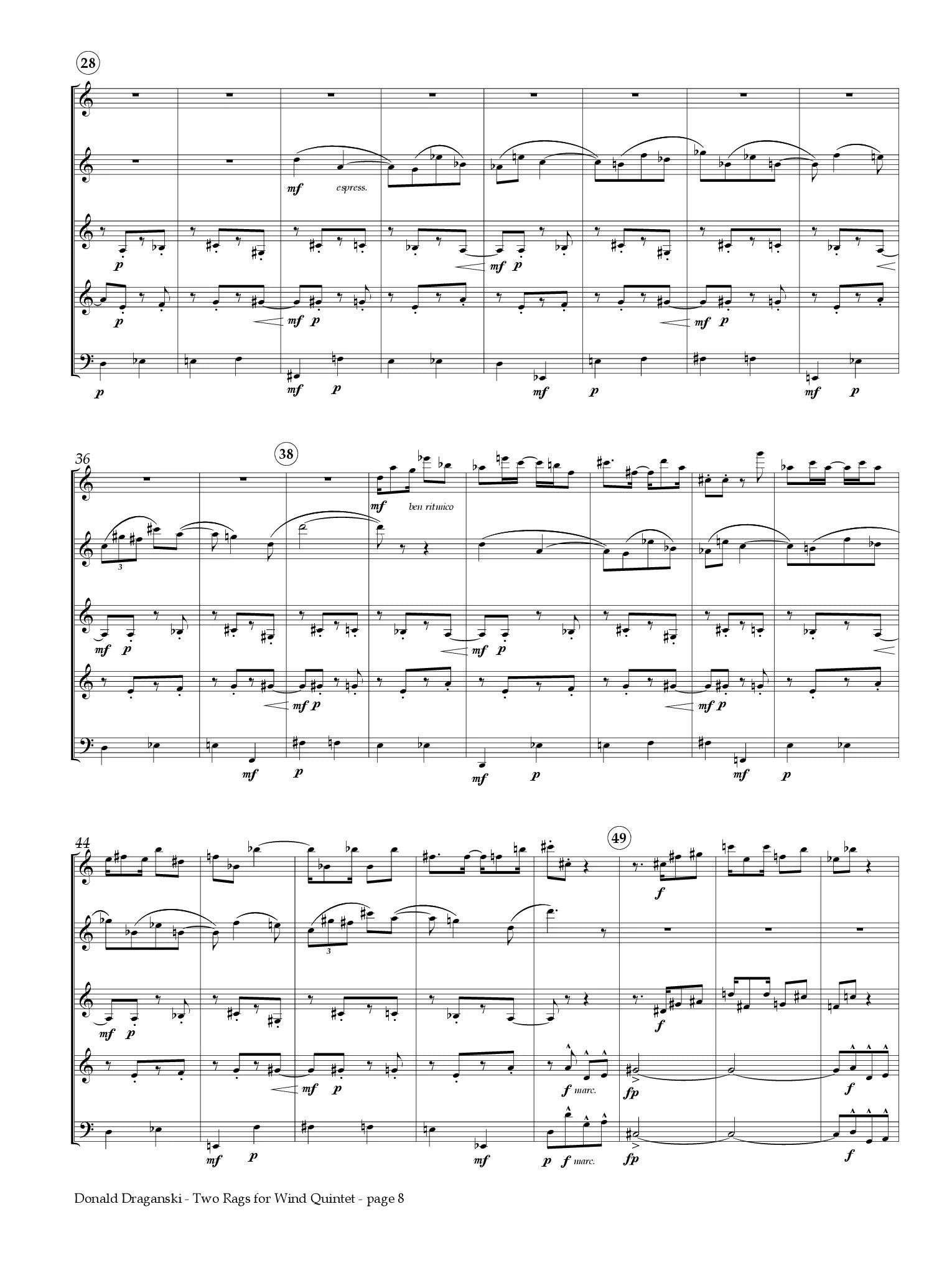 Draganski - Two Rags for Wind Quintet