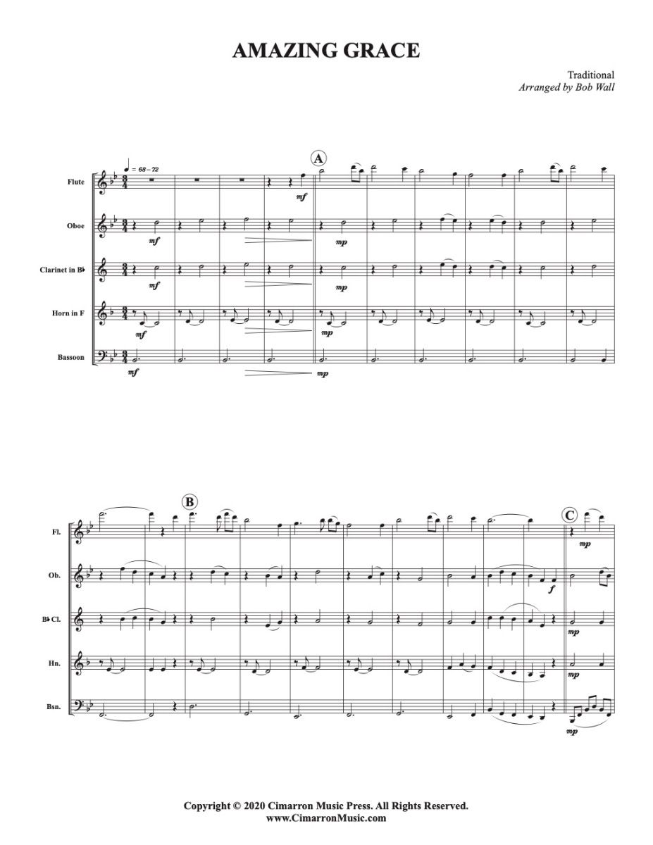 Wall - Amazing Grace for Woodwind Quintet