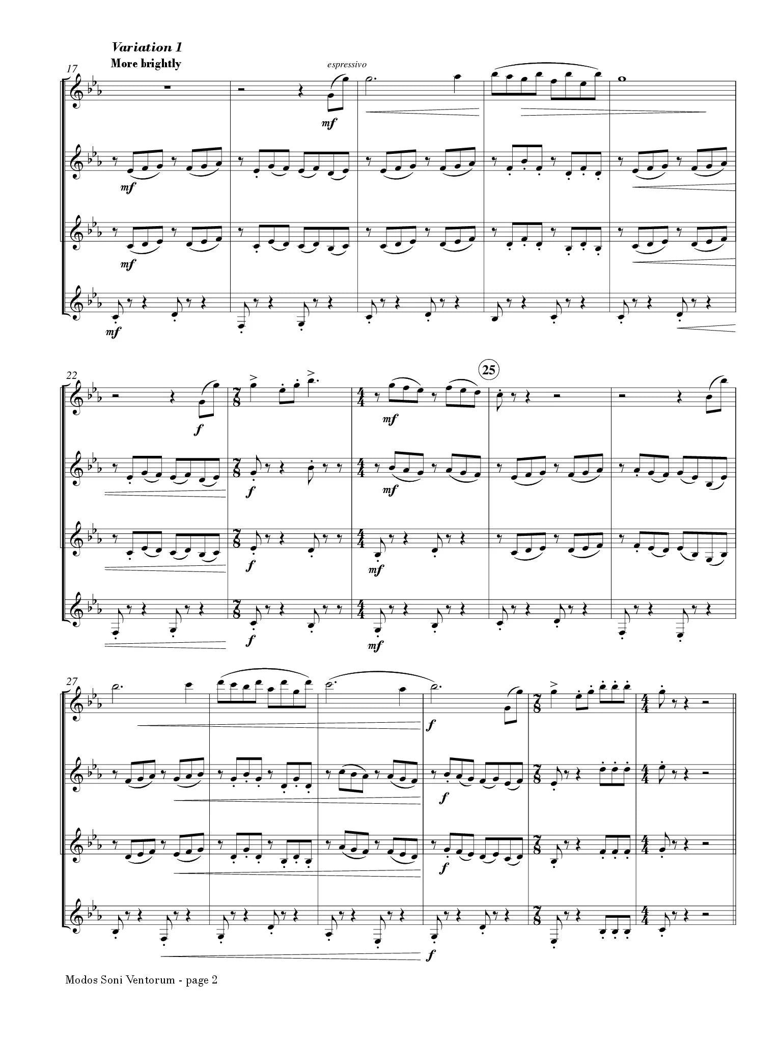 Booker - Modos Soni Ventorum for Clarinet Quartet