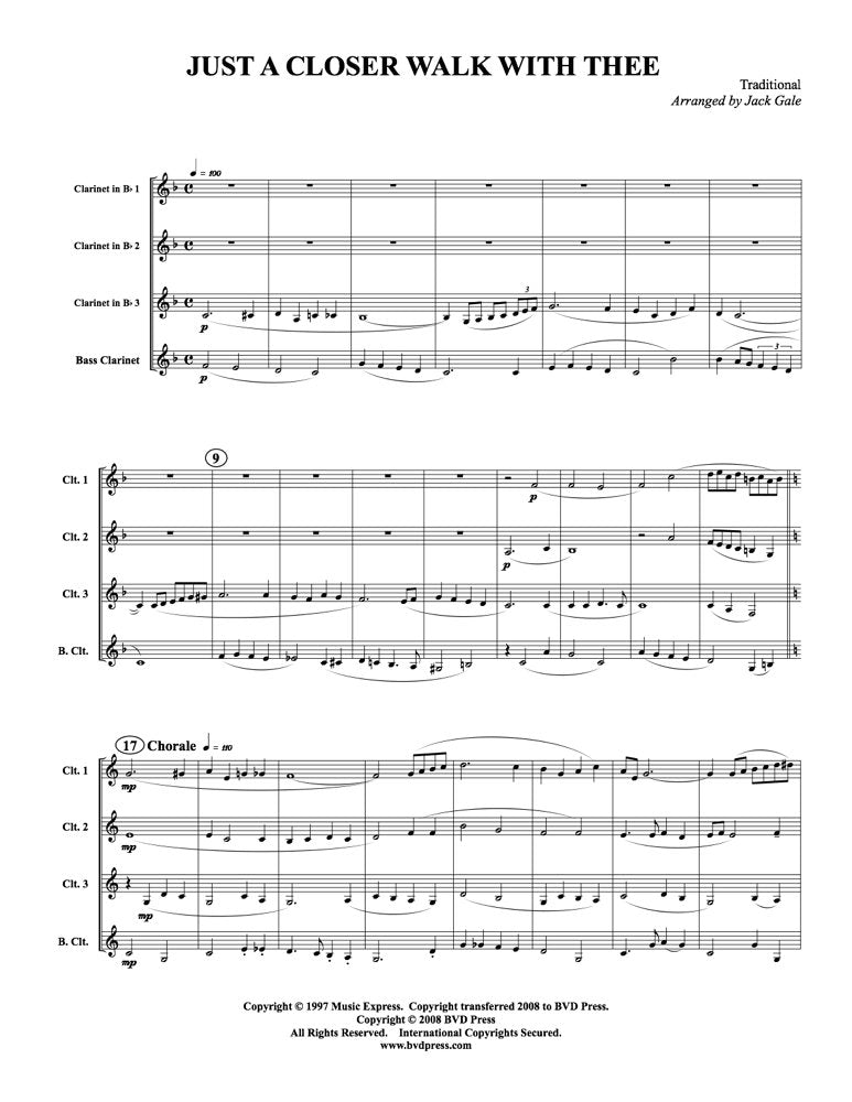 Gale - Just a Closer Walk With Thee for Clarinet Quartet