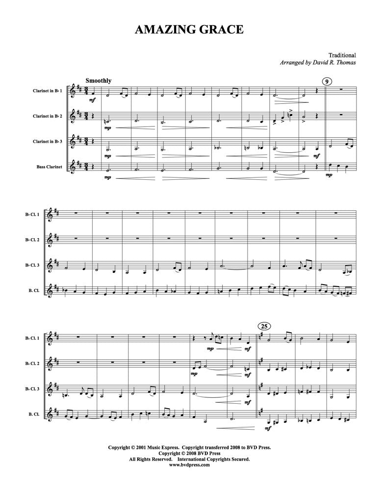Thomas - Amazing Grace for Clarinet Quartet