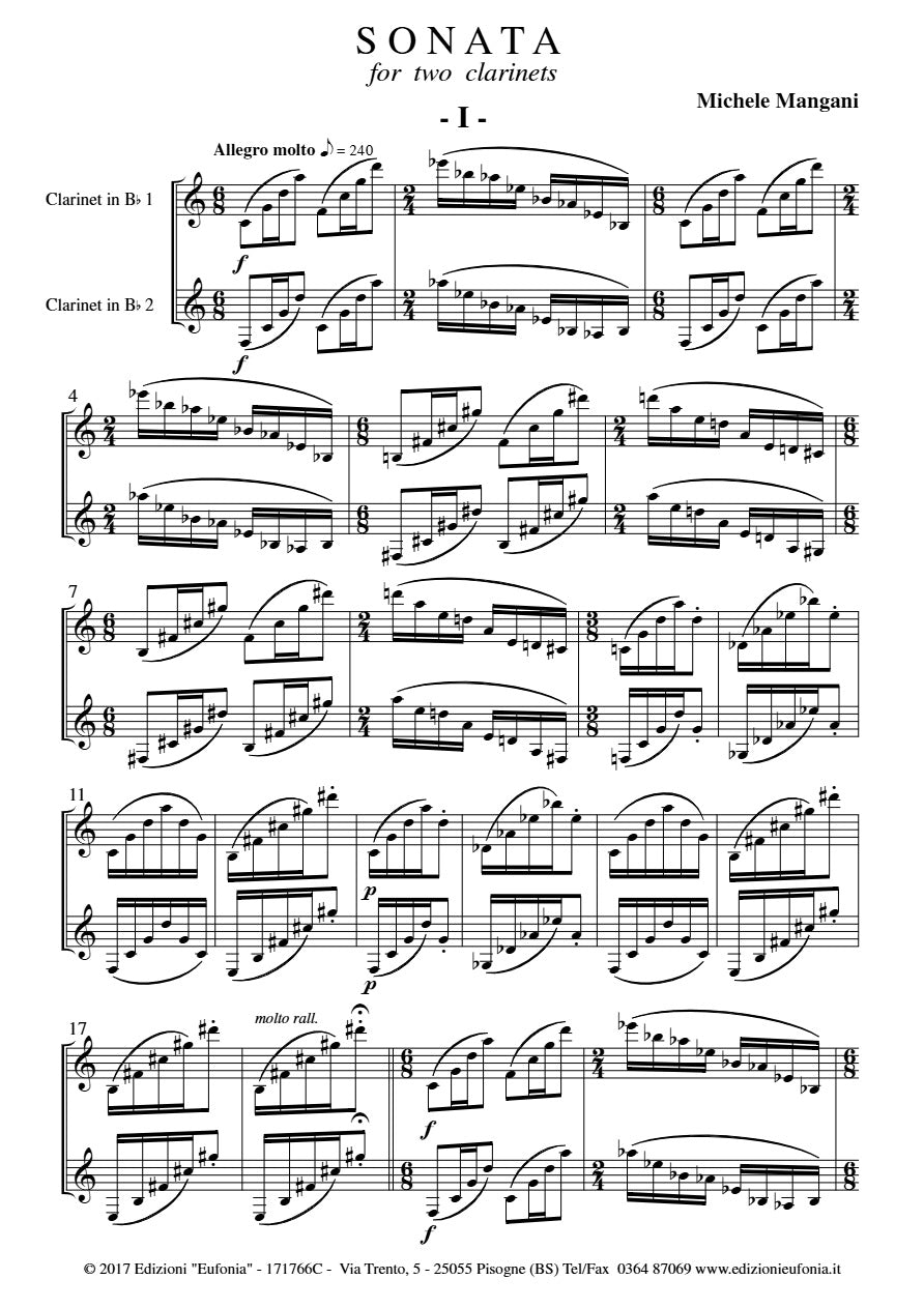 Mangani - Sonata for Two Clarinets