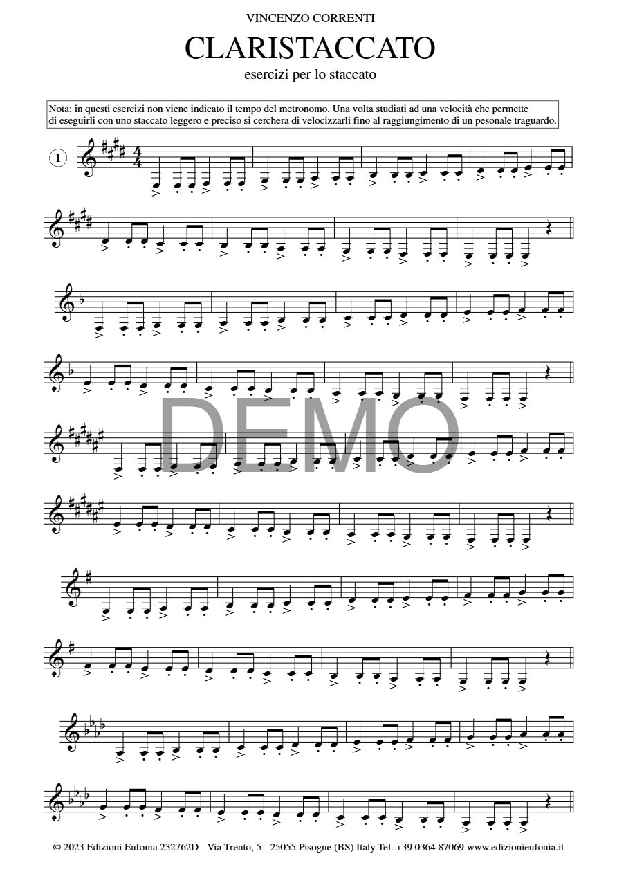 Correnti - Claristaccato: Staccato Exercises for Clarinet