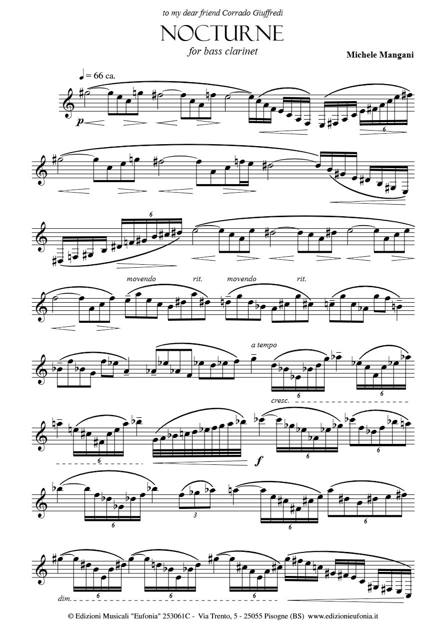 Mangani - Nocturne for Solo Bass Clarinet Solo