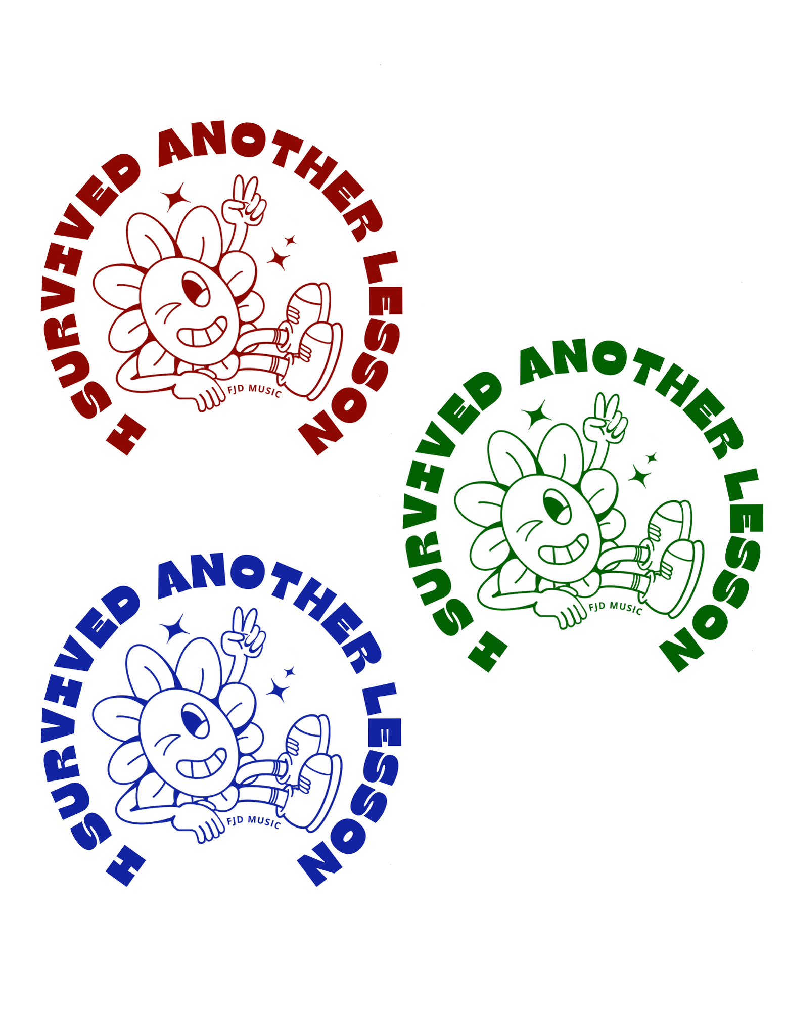 FJD Music - I Survived Another Lesson - Pack of 3 Stickers
