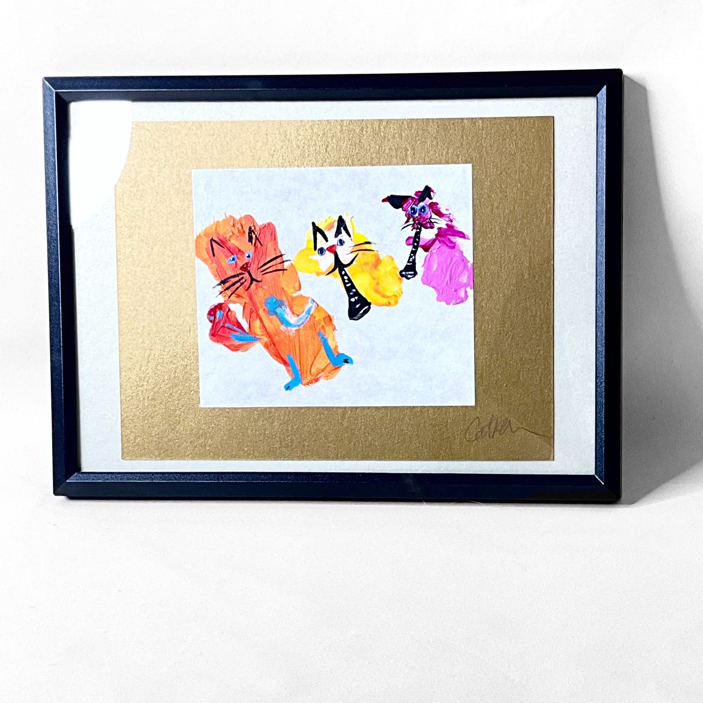 Cat-Hi ClarinetCat Original Acrylic Painting Prints 7"x5" - Cat Trio