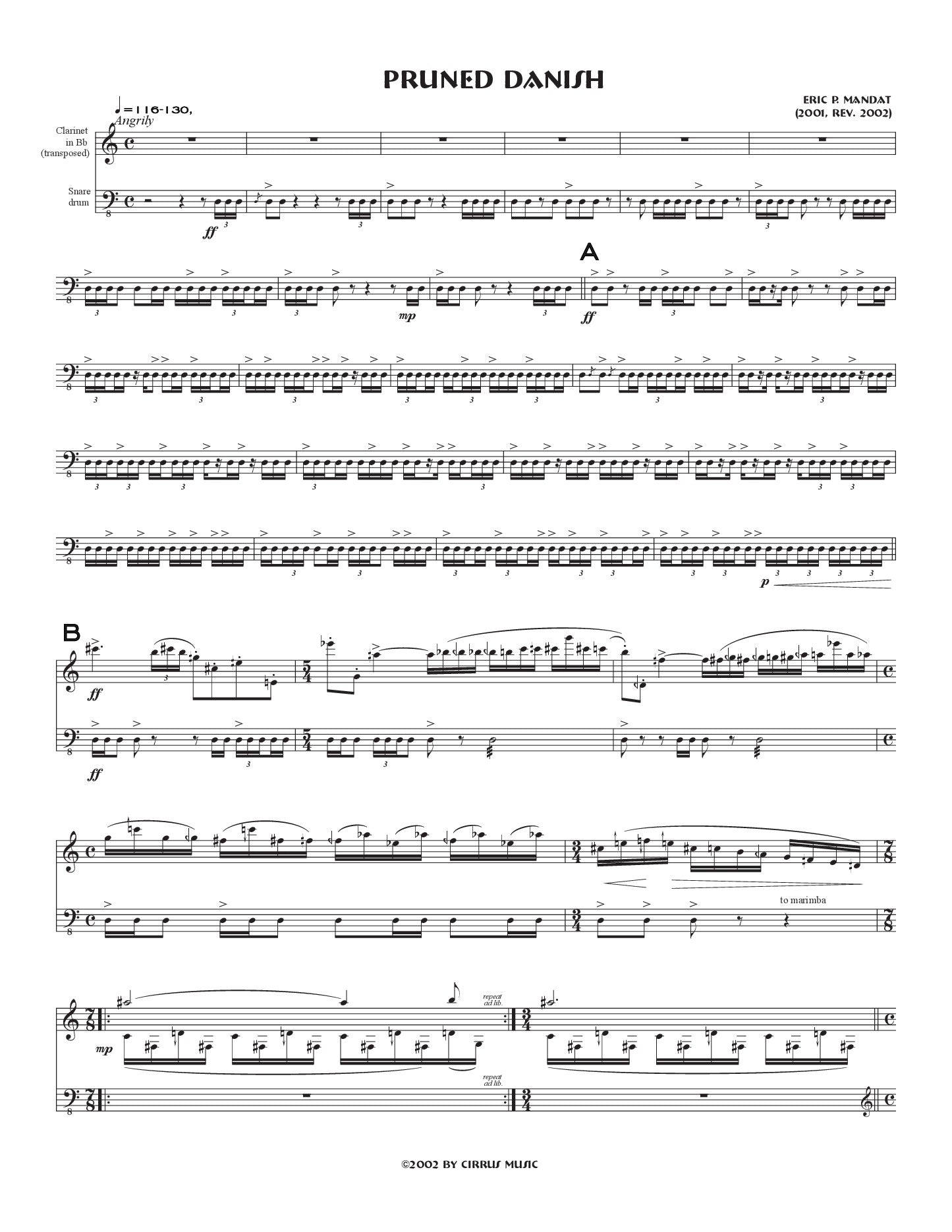 Mandat - 3 for 2 for Clarinet and Percussion