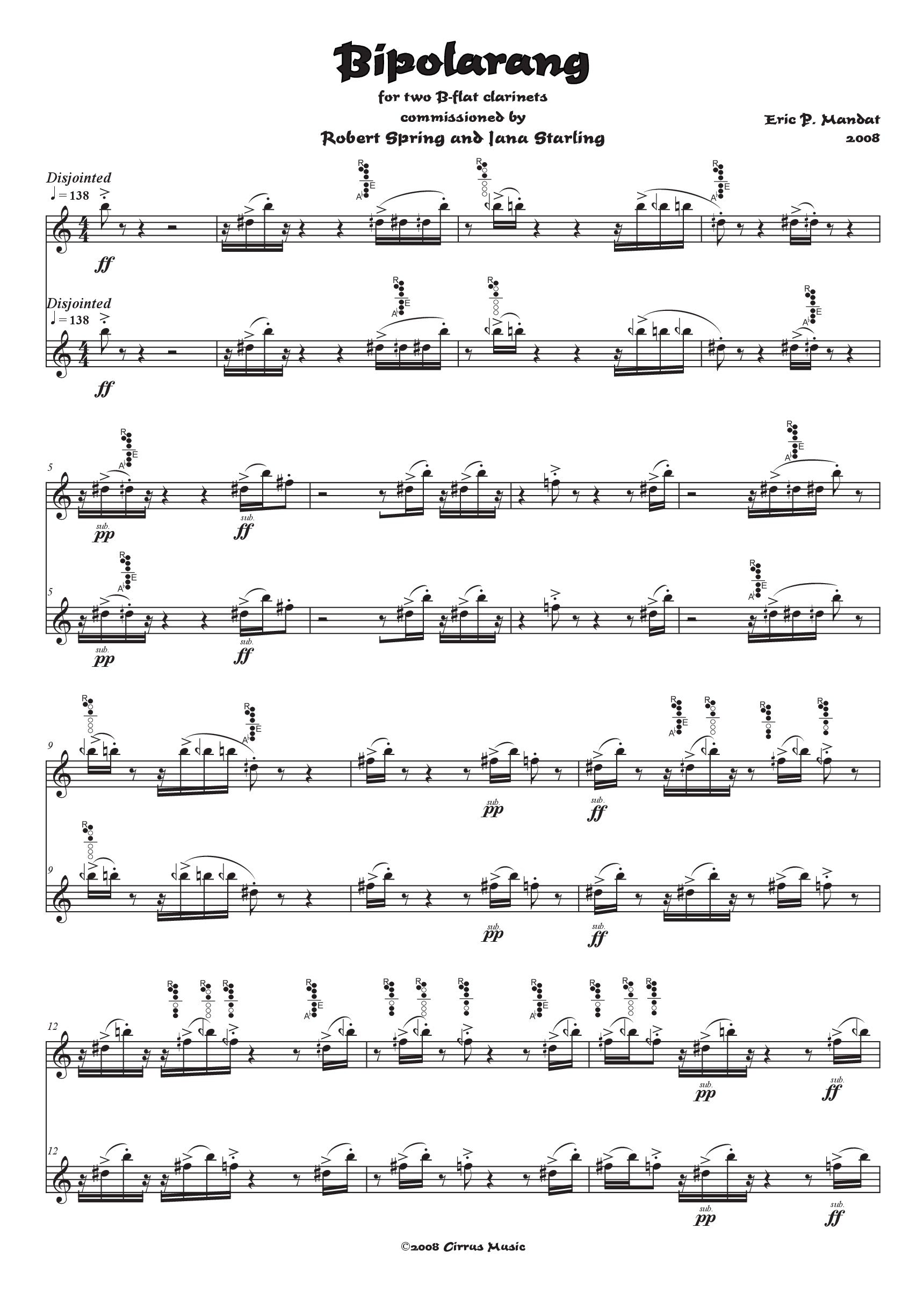 Mandat - Bipolarang for Two B-flat Clarinets