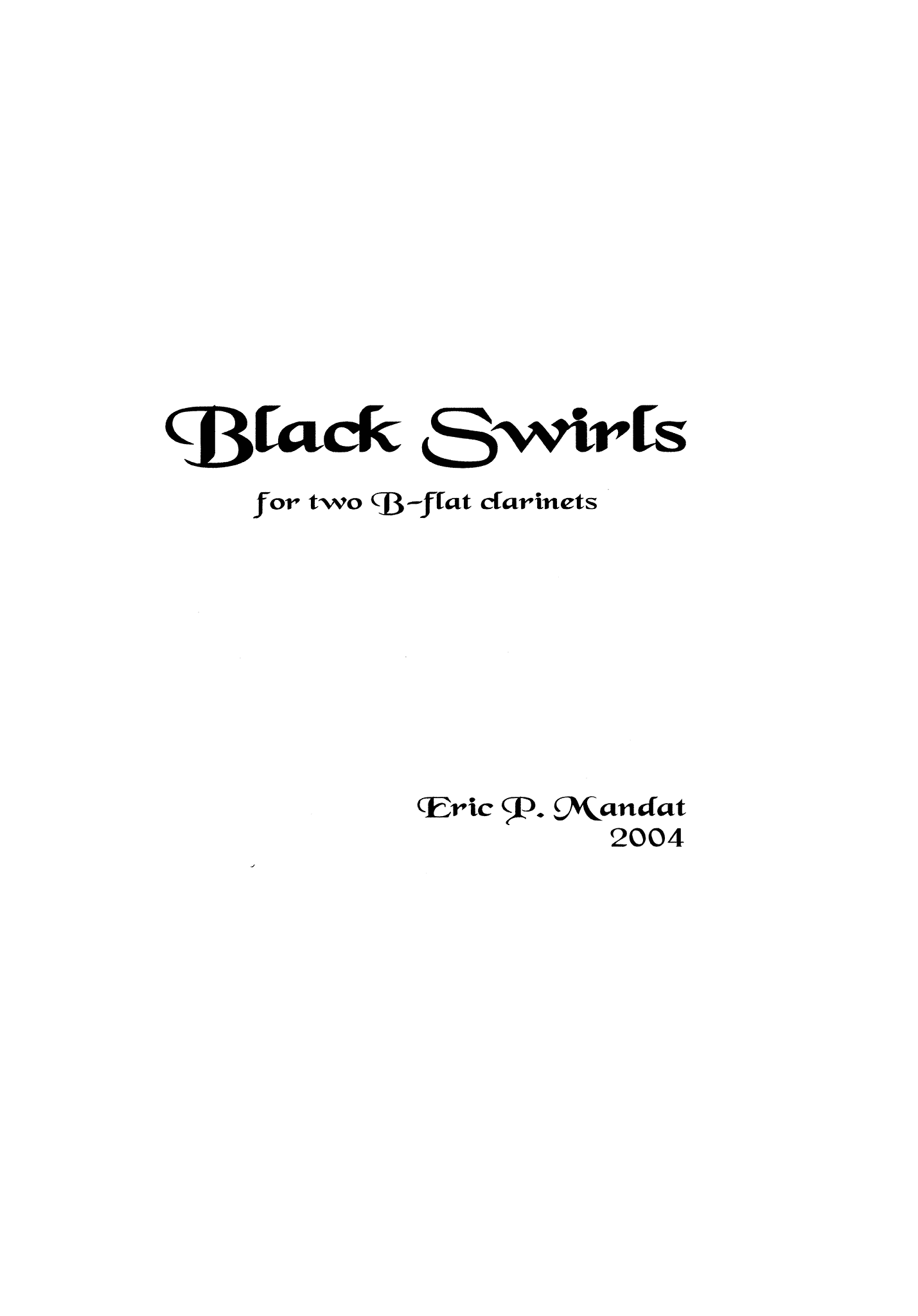Mandat - Black Swirls for Two B-flat Clarinets