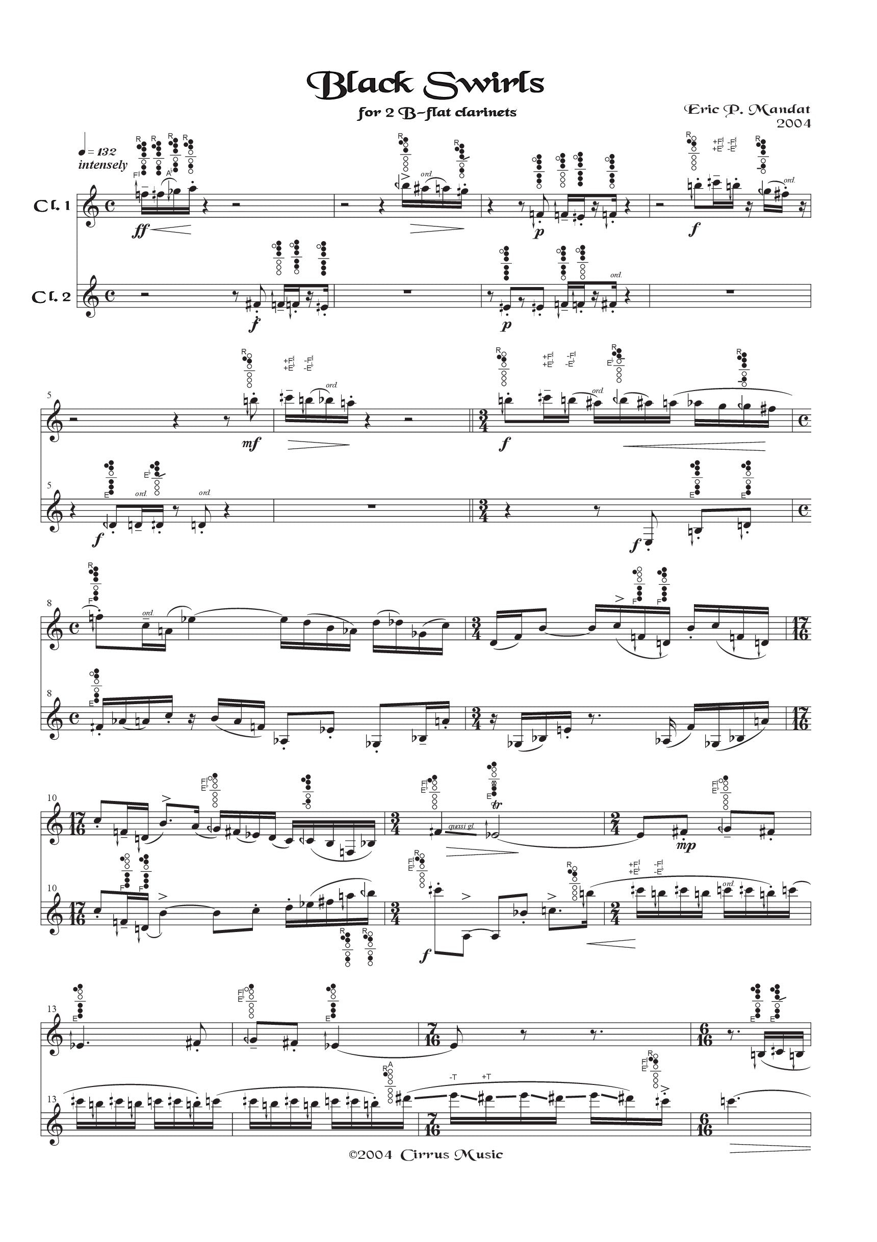 Mandat - Black Swirls for Two B-flat Clarinets