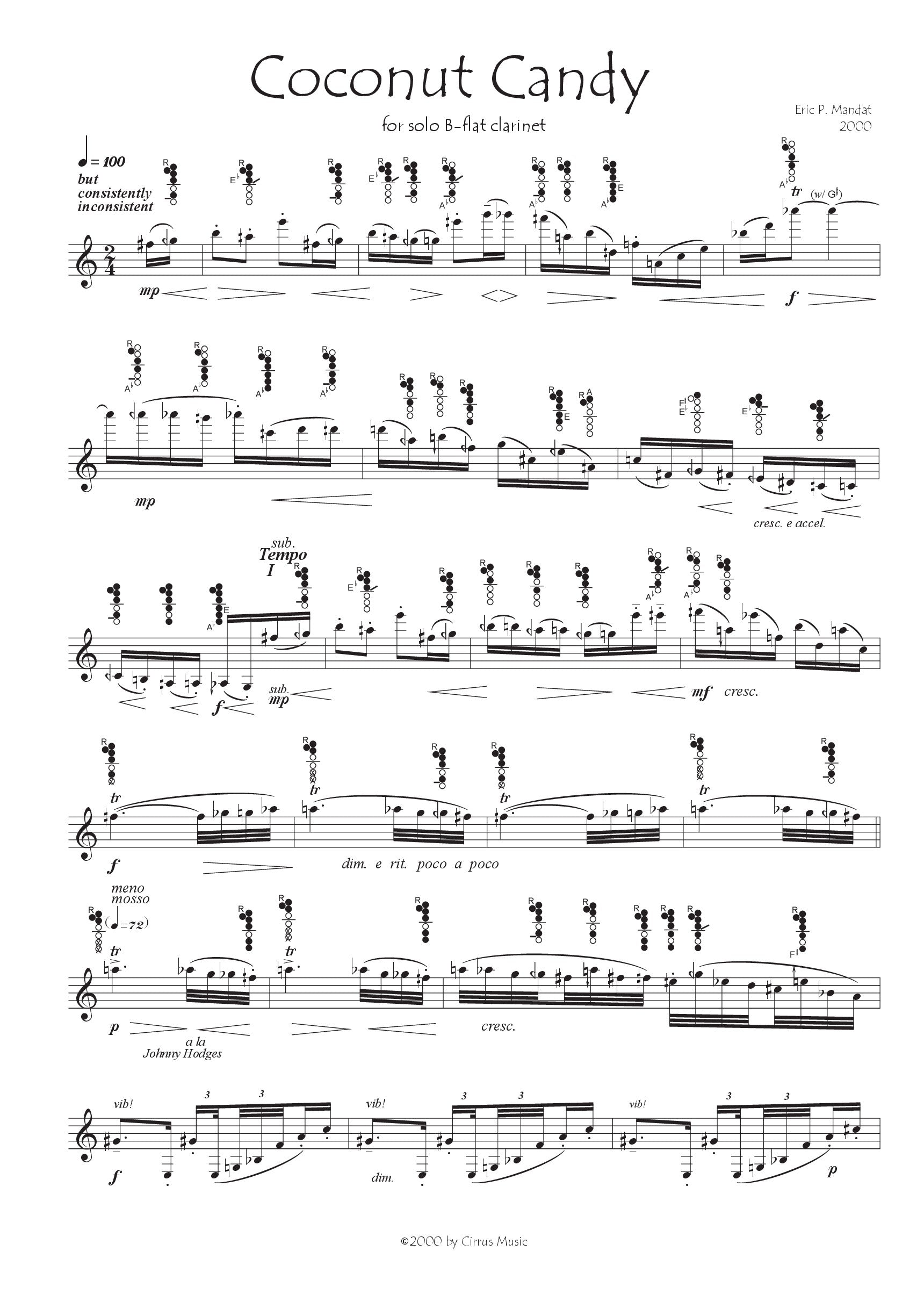Mandat - Coconut Candy for Solo B-flat Clarinet