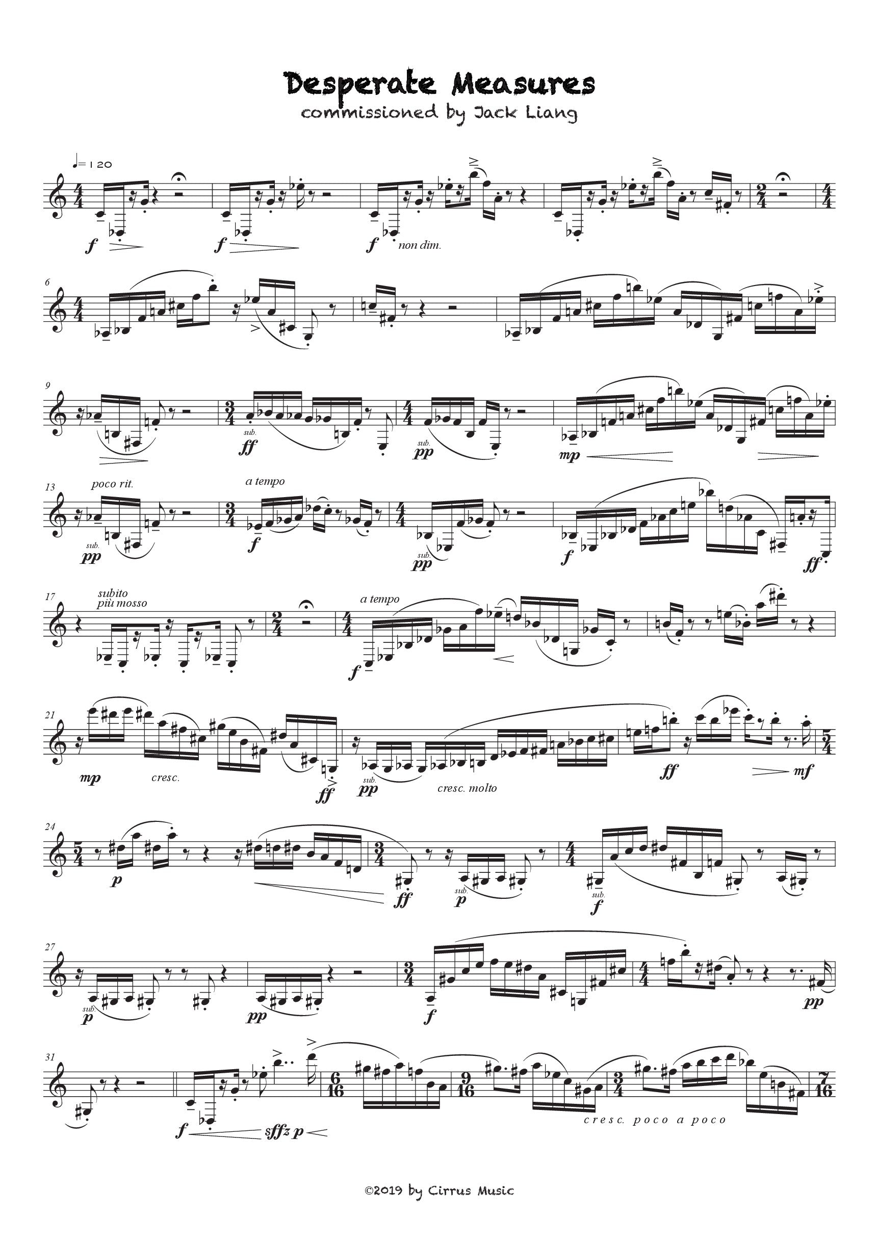 Mandat - Desperate Measure for Solo Bass Clarinet