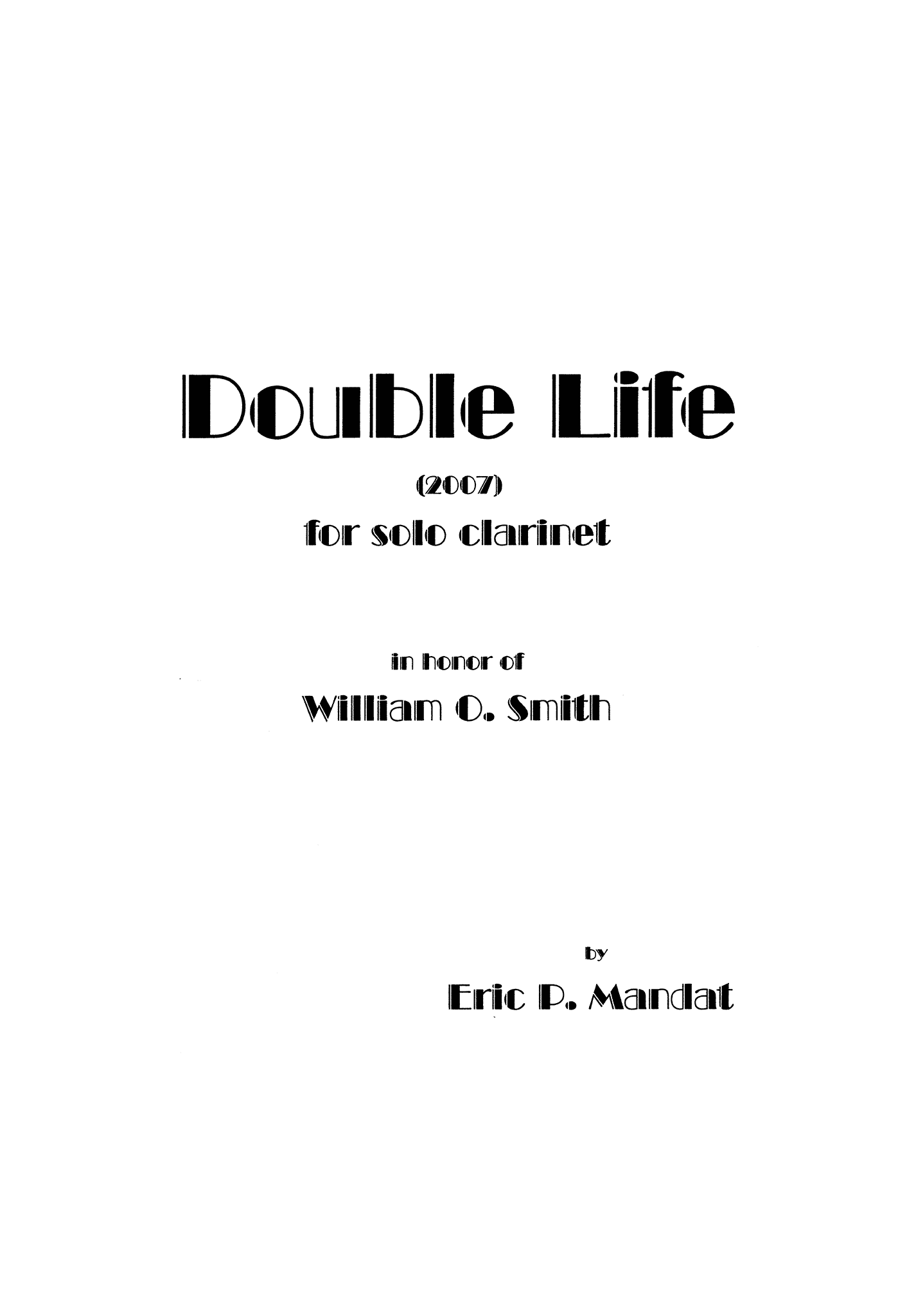 Mandat - Double Life for Solo Clarinet