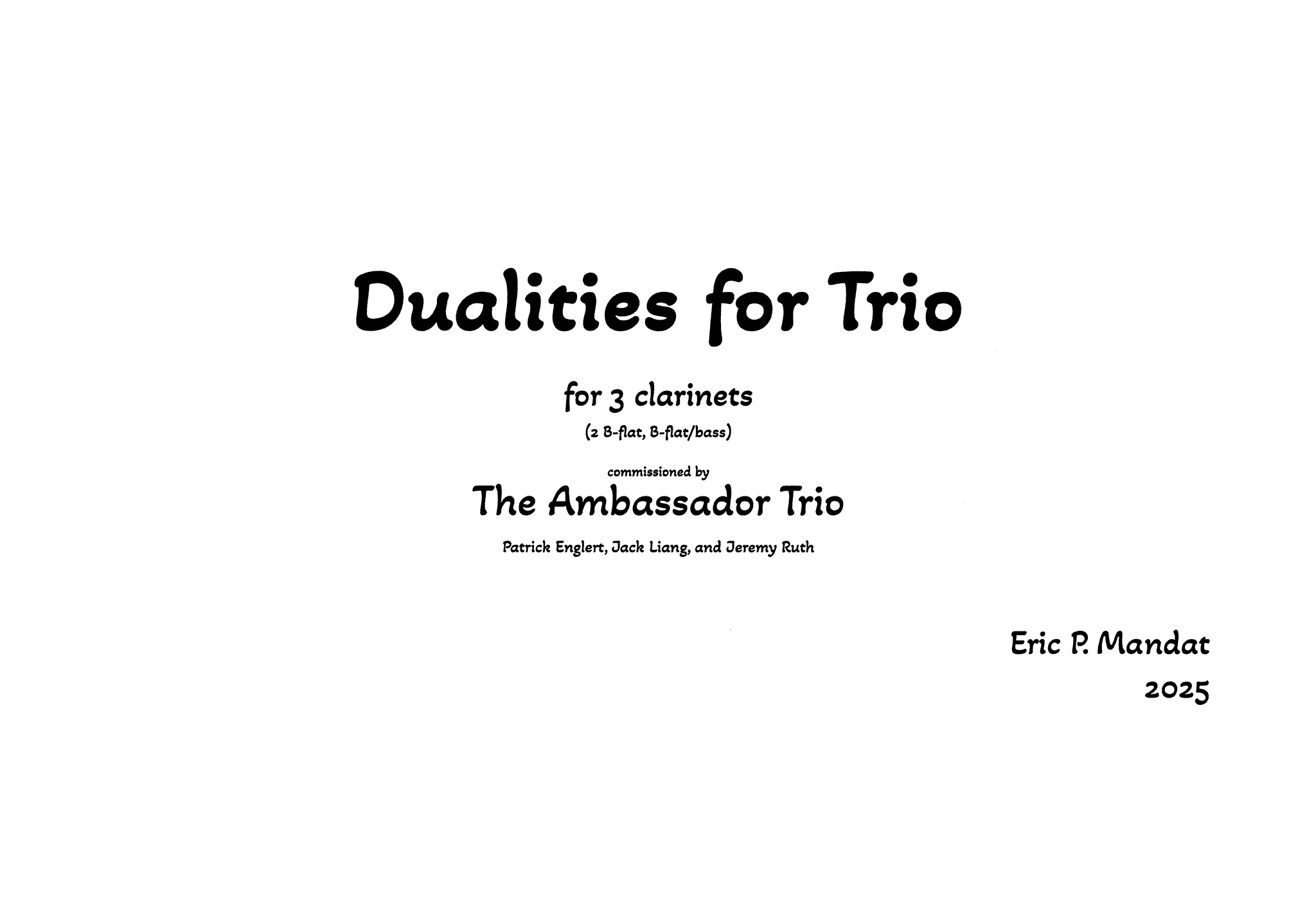 Mandat - Dualities for Trio for Clarinet Trio