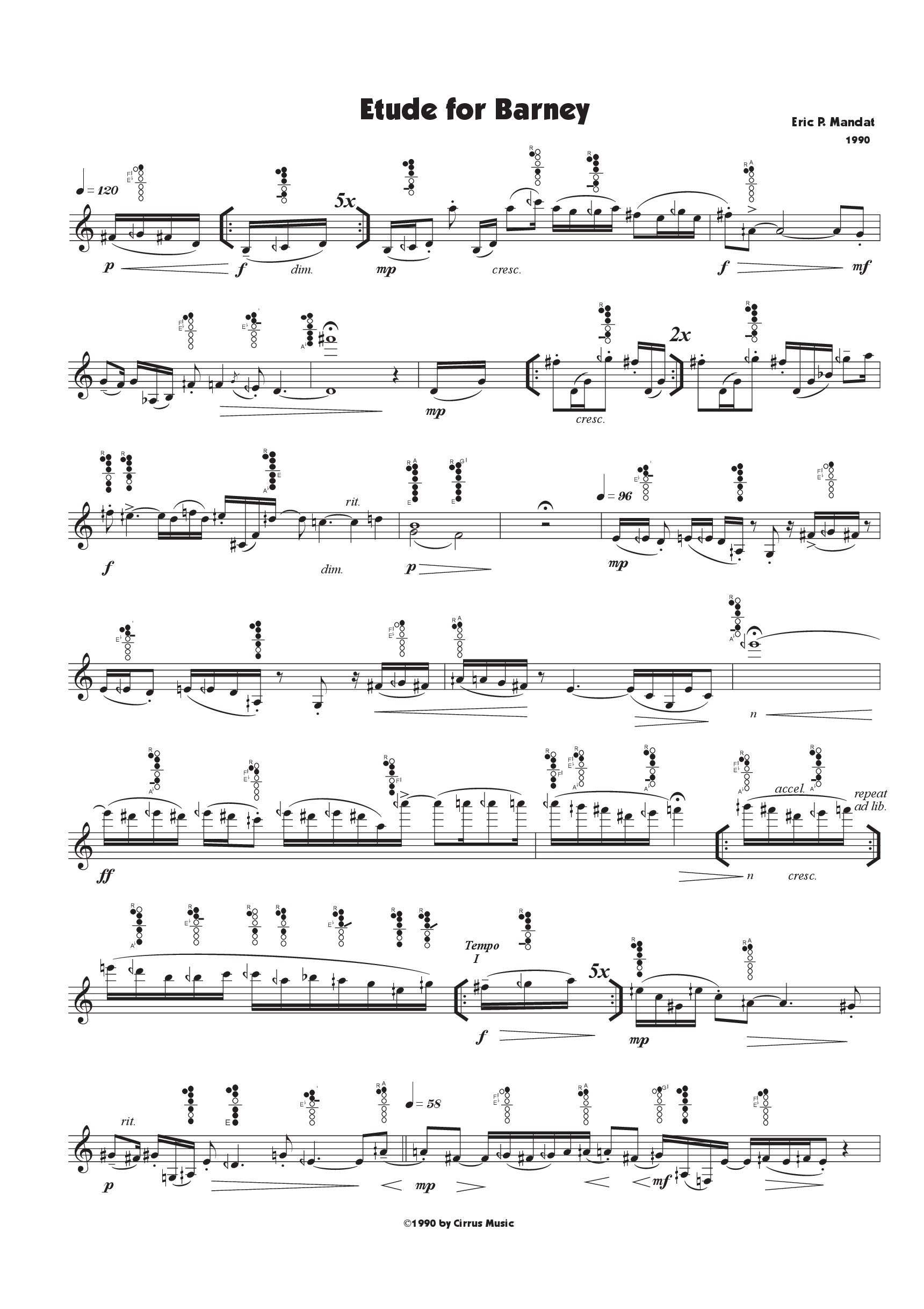 Mandat - Etude for Barney for Solo B-flat Clarinet