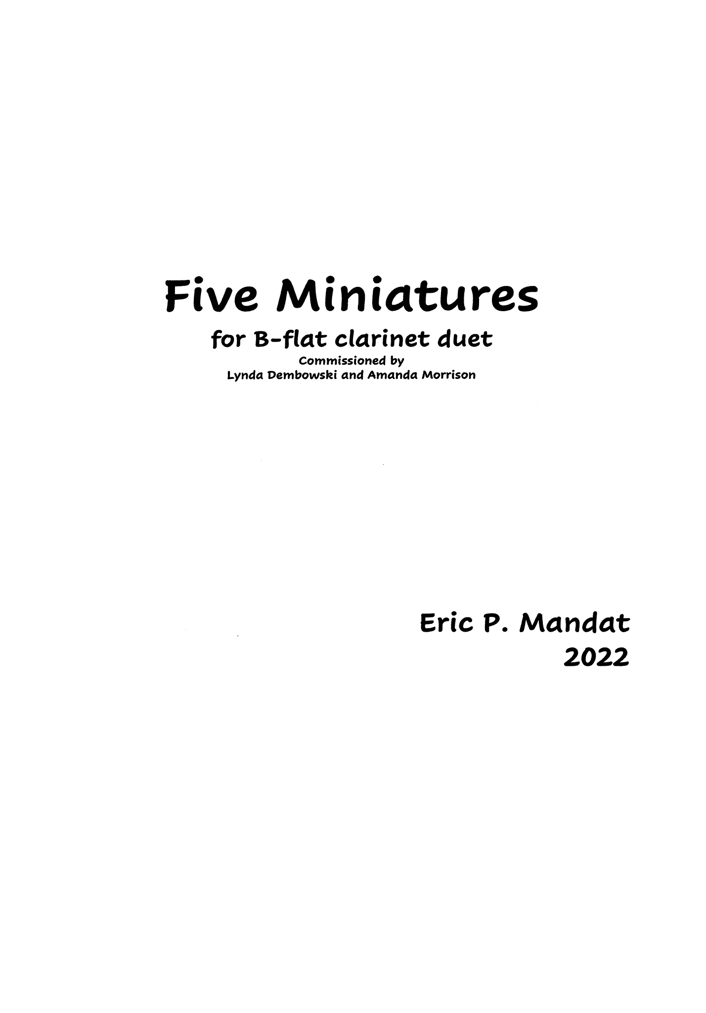 Mandat - Five Miniatures for B-flat Clarinet Duet