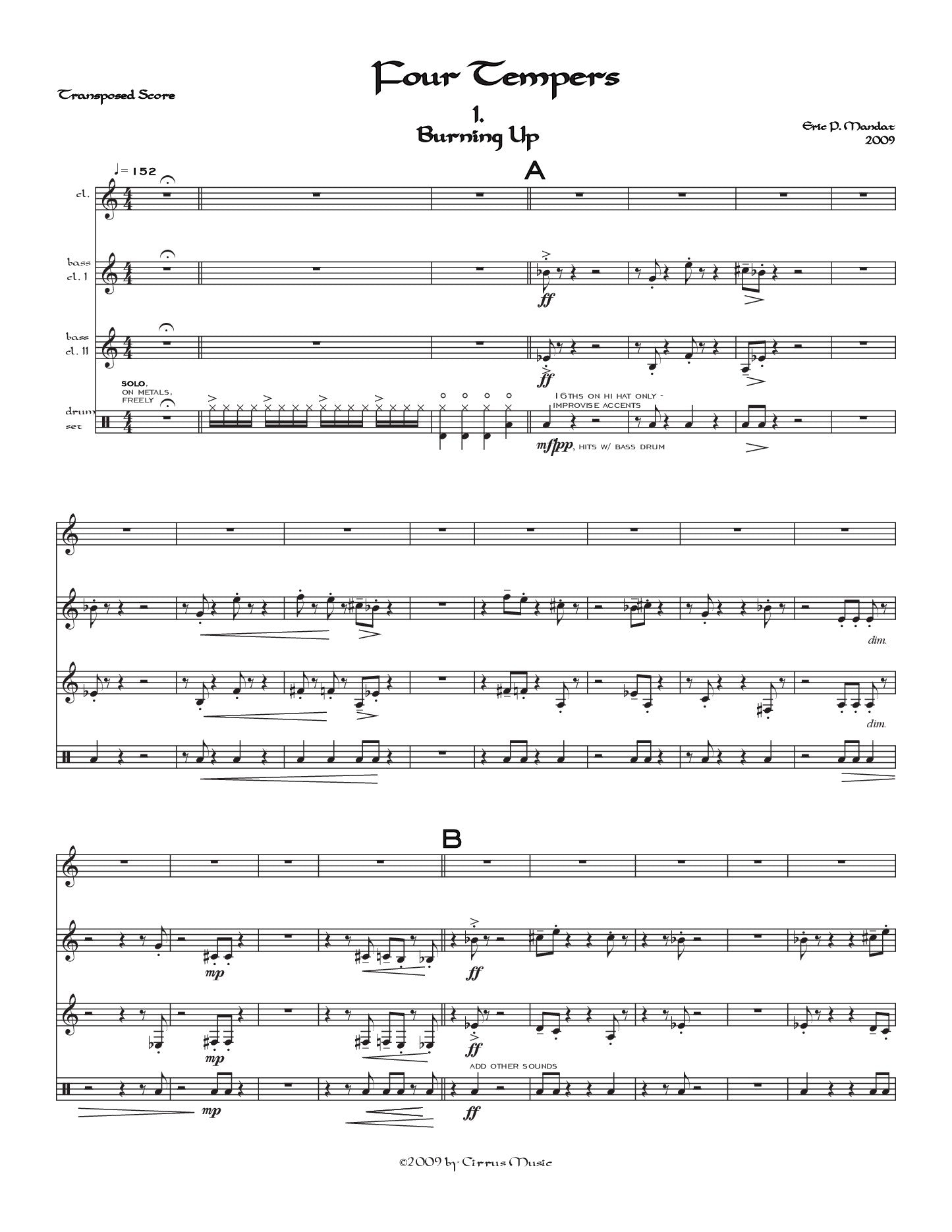 Mandat - Four Tempers for Three Clarinets and Drum Set