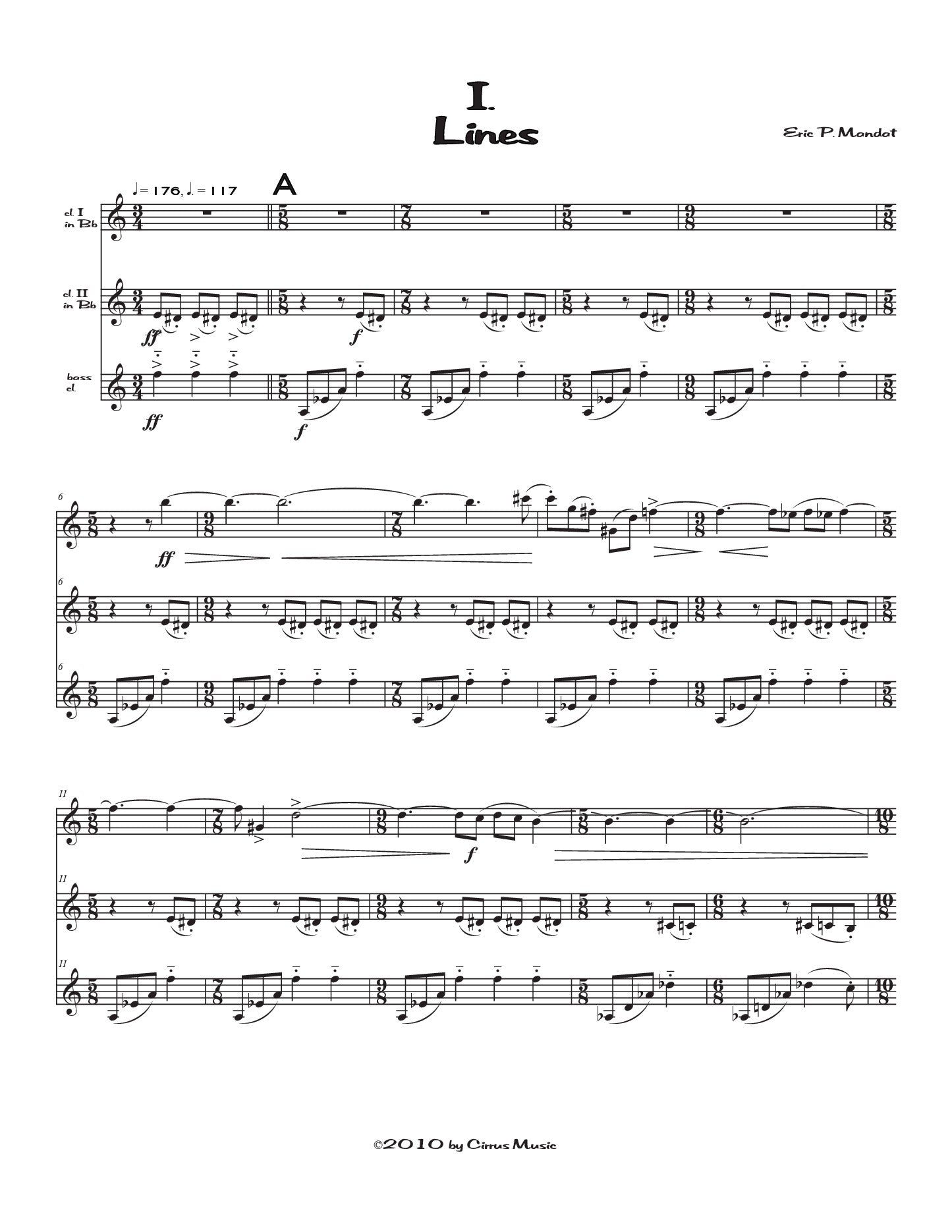 Mandat - Lines, Spaces, Planes for Clarinet Trio