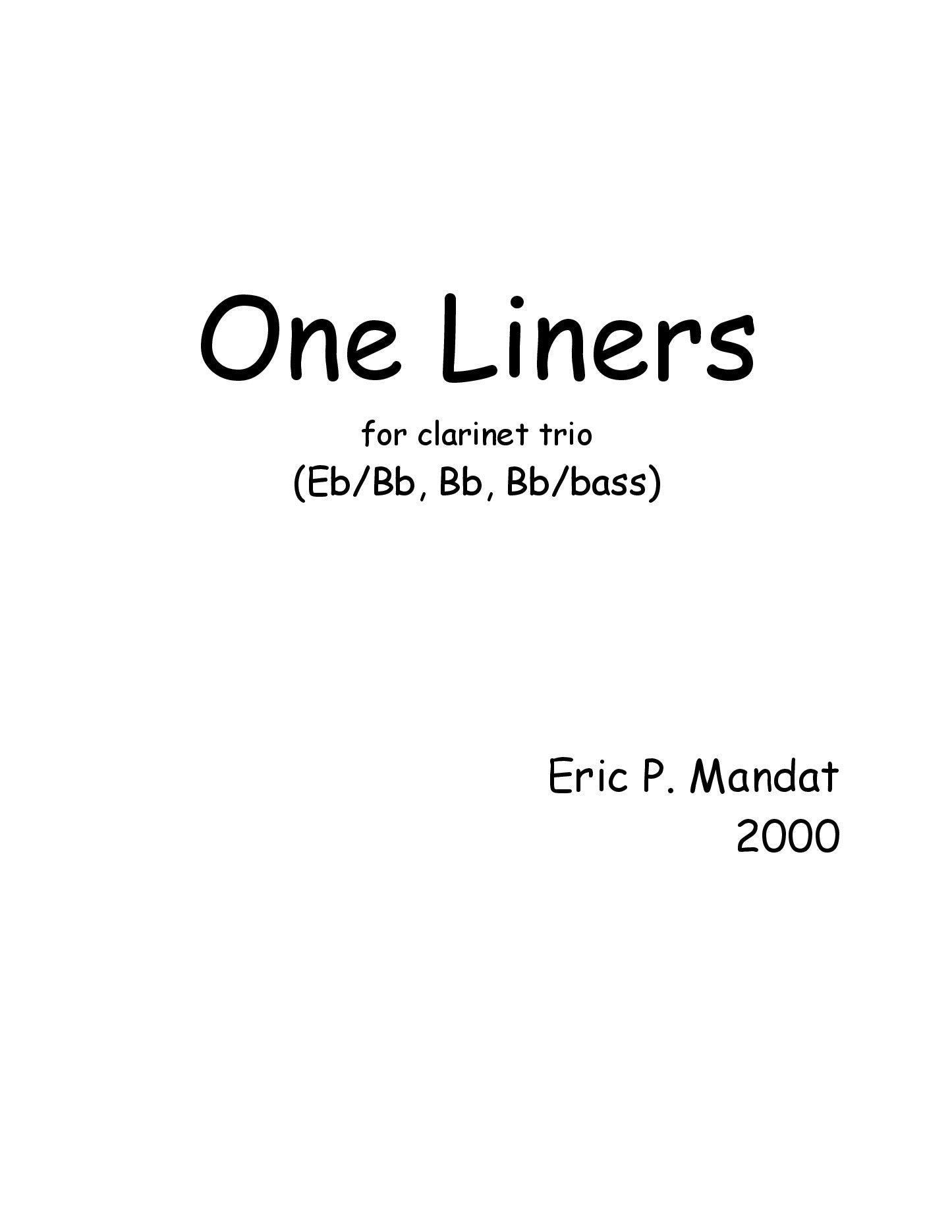 Mandat - One Liners for Clarinet Trio