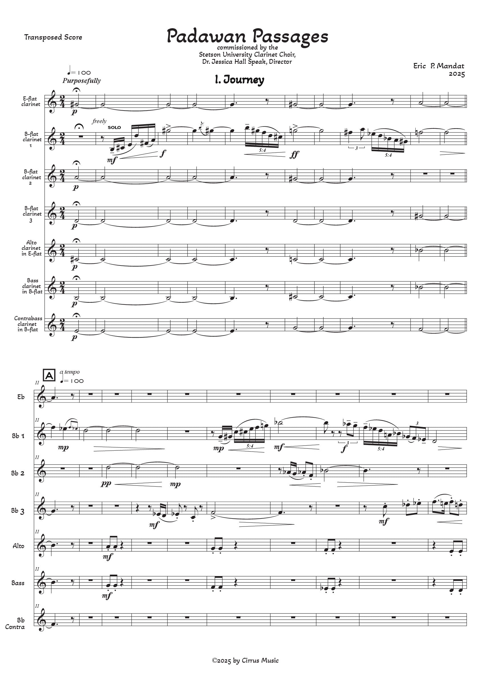 Mandat - Padawan Passages for Clarinet Choir