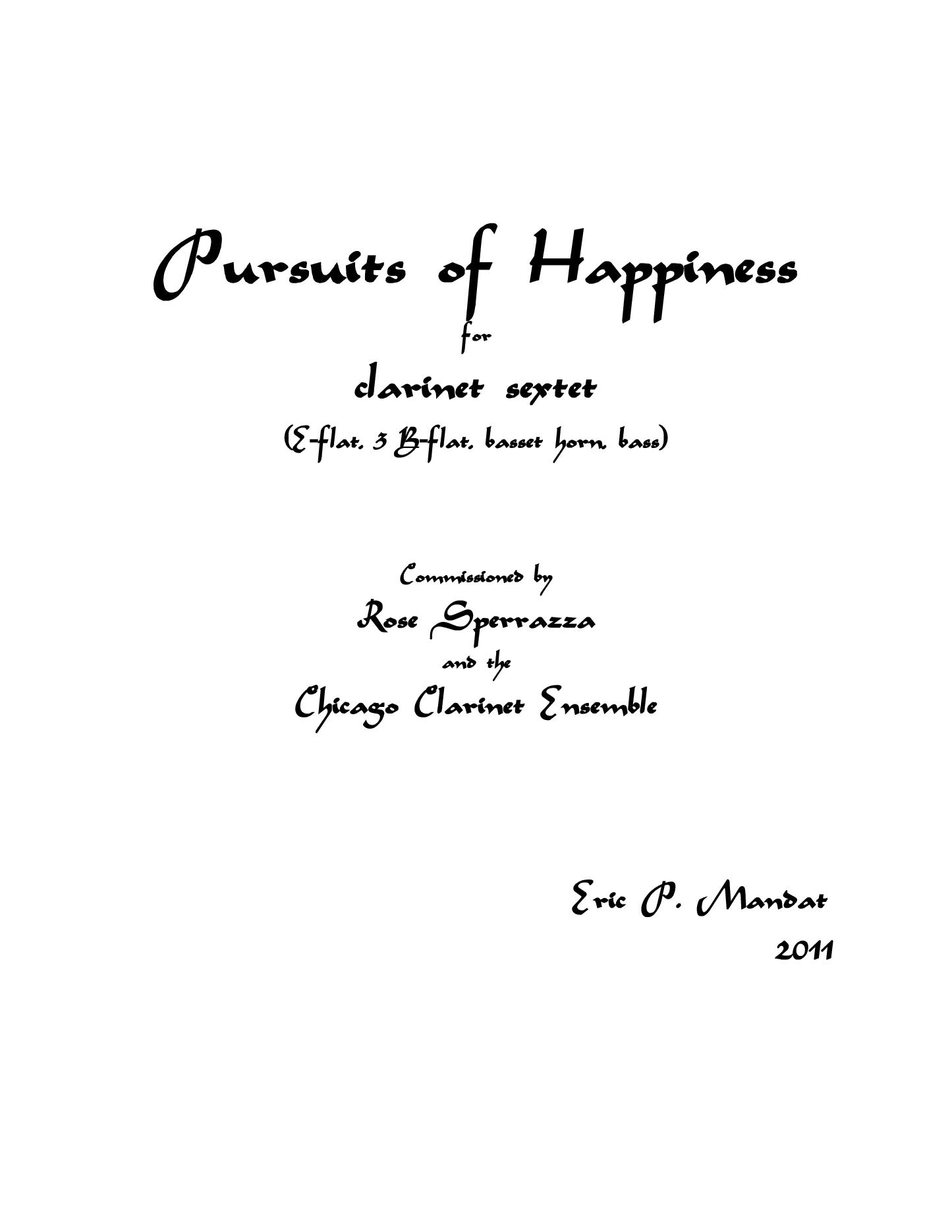 Mandat - Pursuits of Happiness for Clarinet Sextet