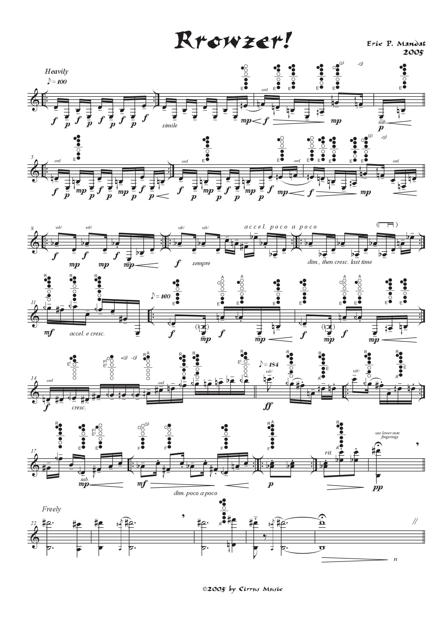 Mandat - Rrowzer! for Solo B-flat Clarinet