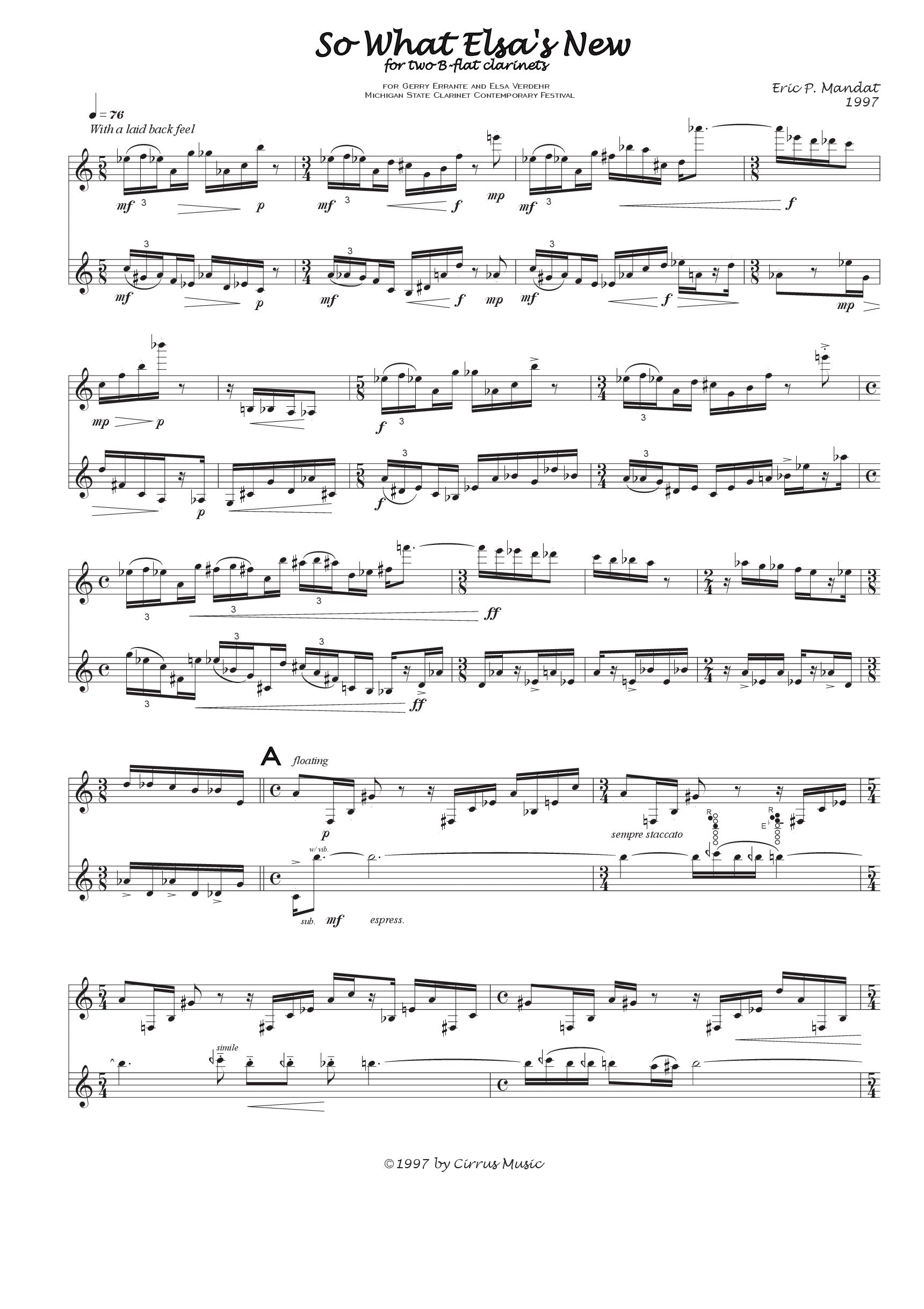 Mandat - So What Elsa's New for Two B-flat Clarinets