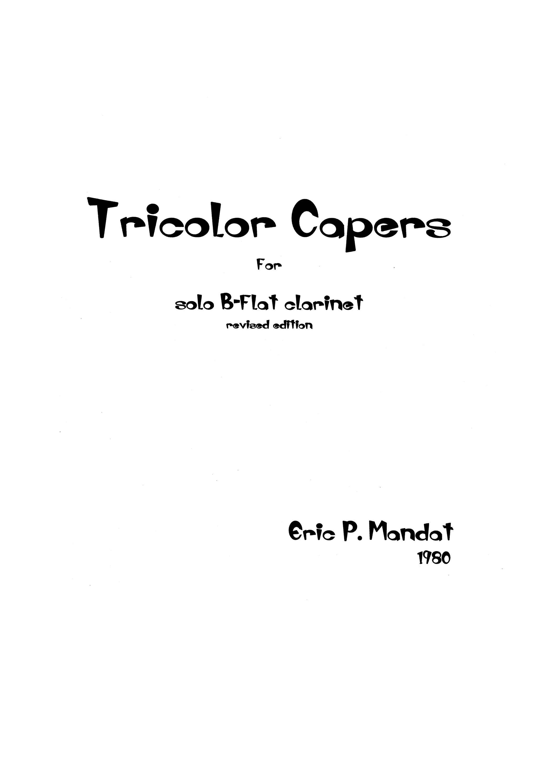 Mandat - Tricolors Capers for Solo B-flat Clarinet