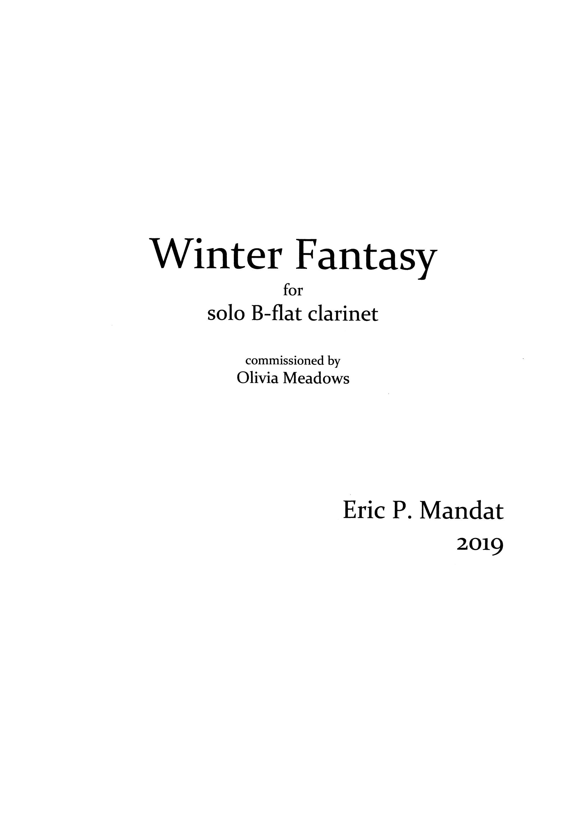 Mandat - Winter Fantasy for Solo B-flat Clarinet