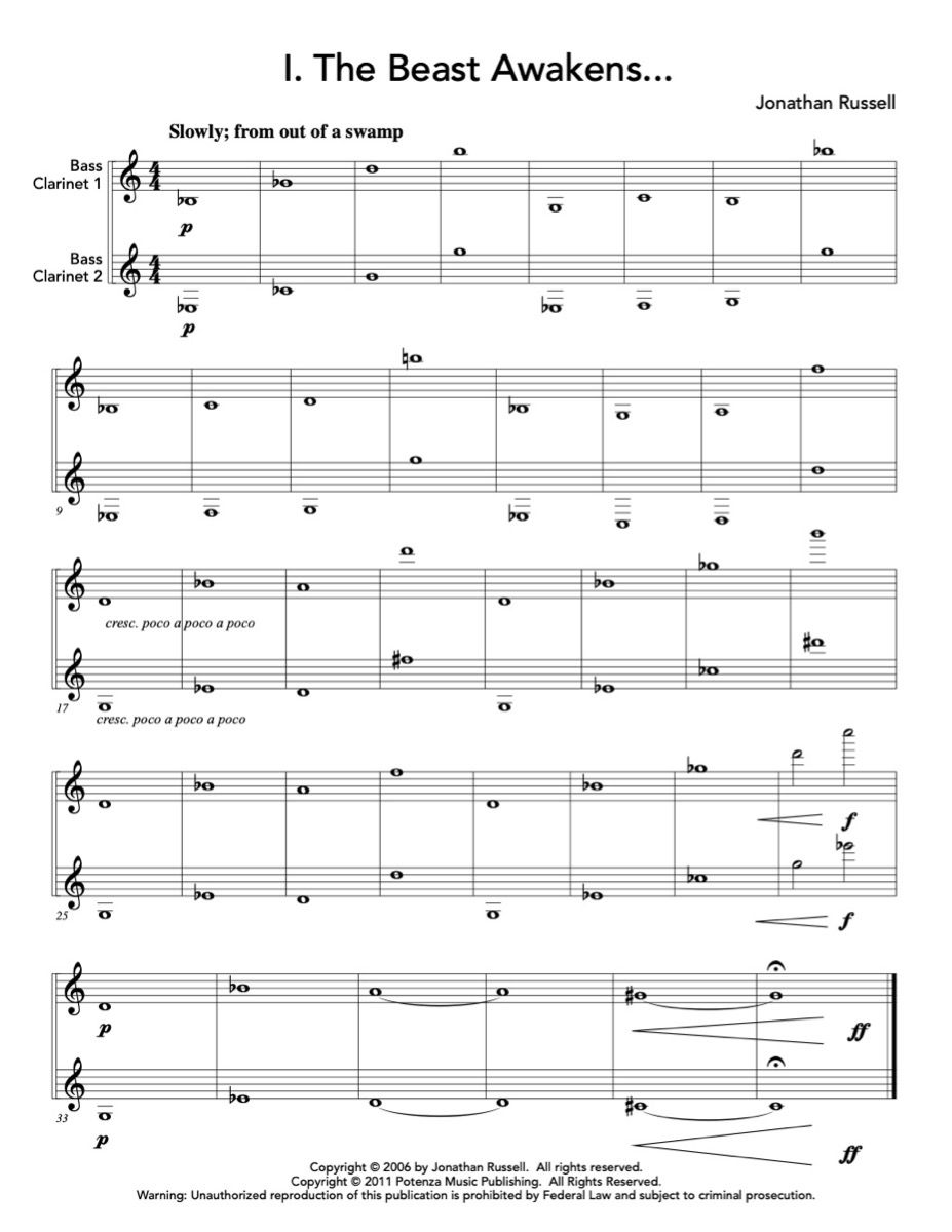 Russell - ...and the Beast... for Bass Clarinet Duo
