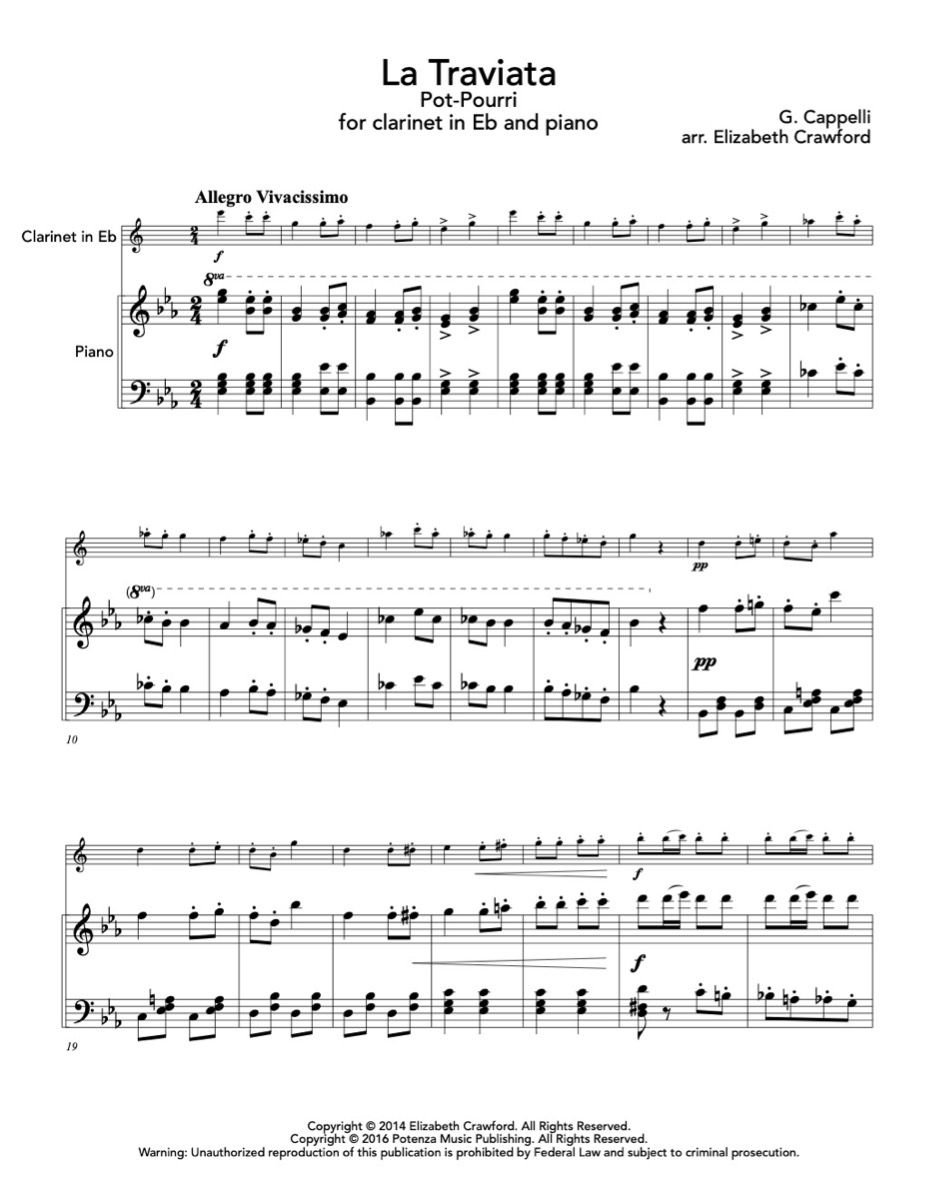 Cappelli (ed. Crawford) - La Traviata Pot-Pourri for E-flat Clarinet and Piano