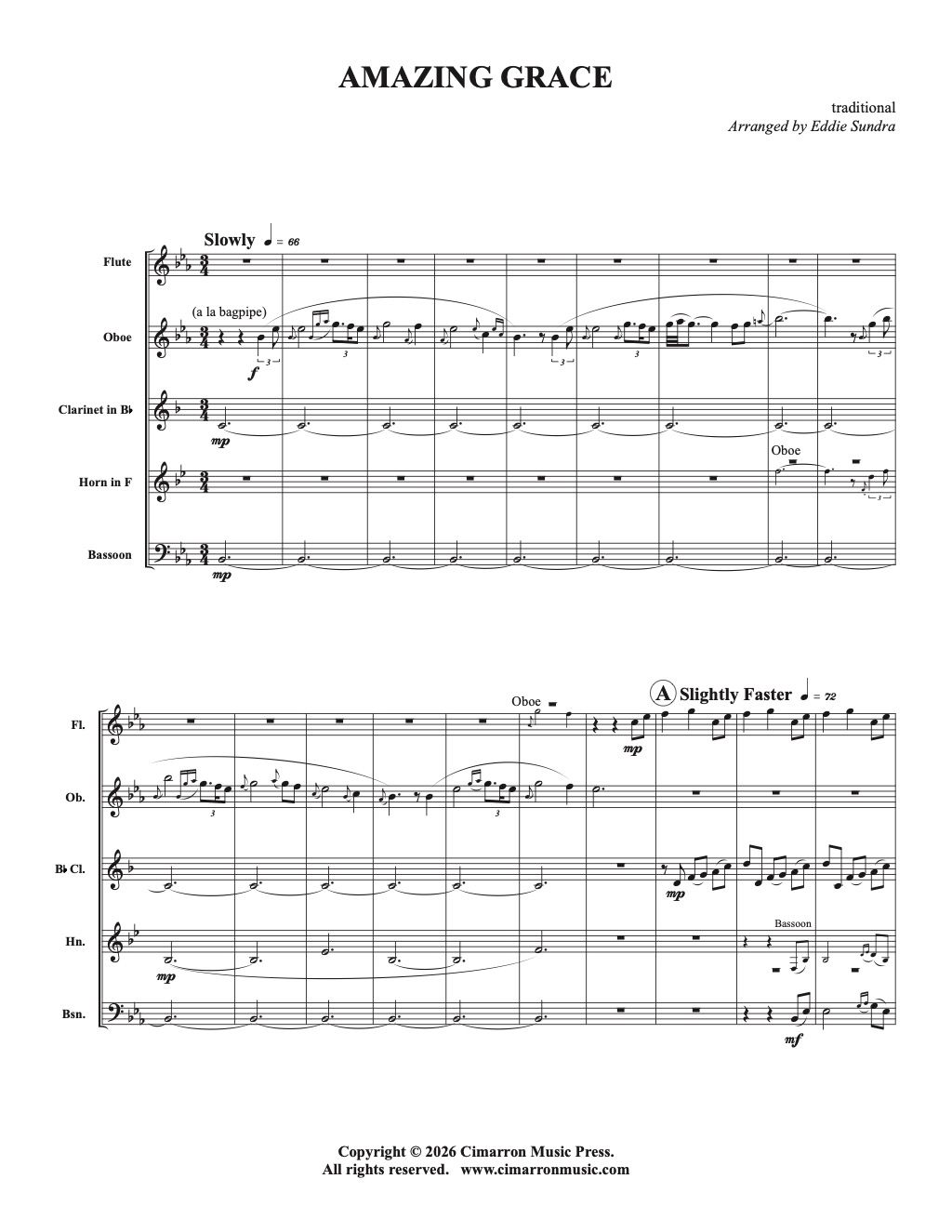 Sundra - Amazing Grace for Woodwind Quintet