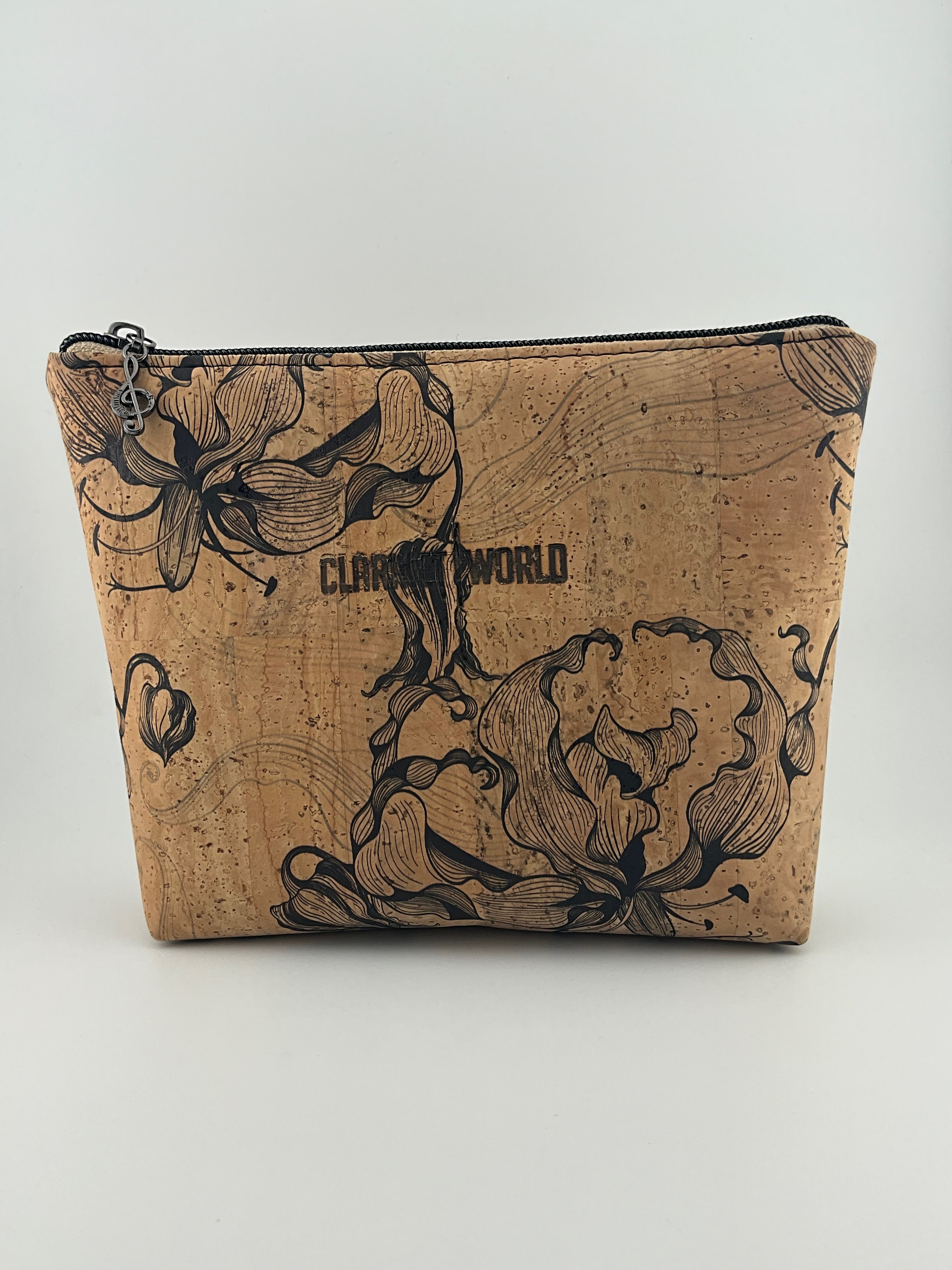 Handcrafted by J.Anne - Large Accessory Zipper Pouches - Floral Print Cork