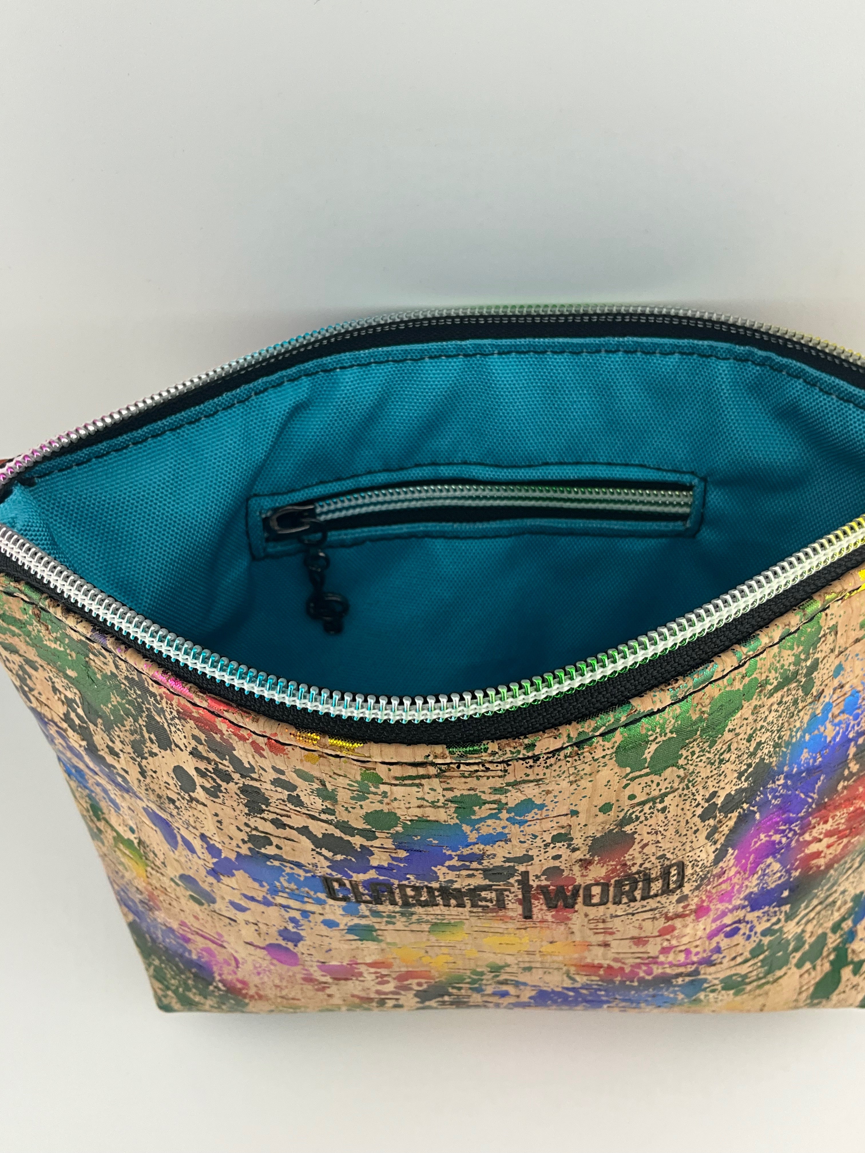 Handcrafted by J.Anne - Large Accessory Zipper Pouches - Rainbow Foil Cork