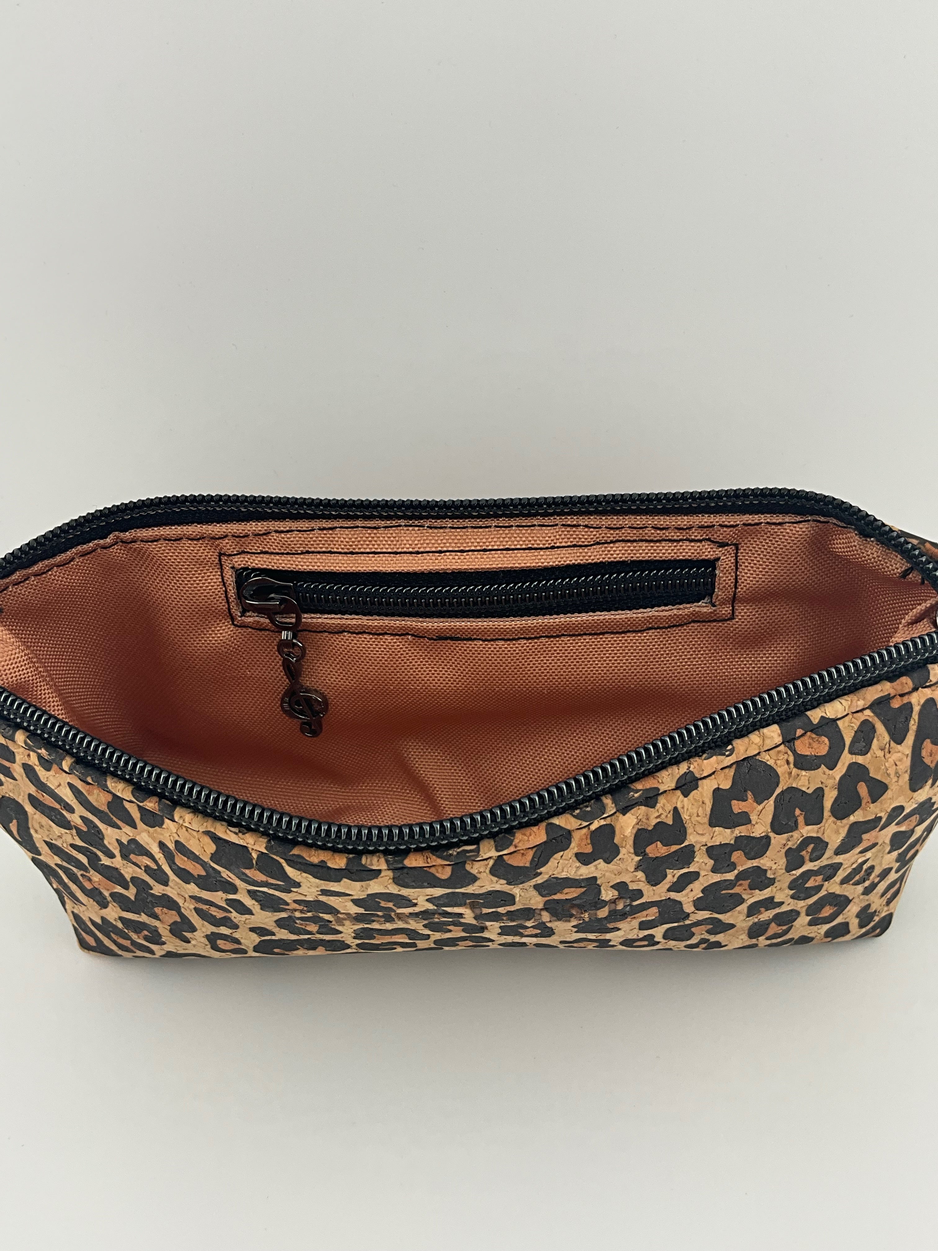 Handcrafted by J.Anne - Small Accessory Zipper Pouches - Leopard Print Cork