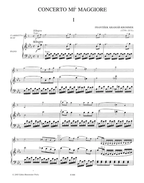 Krommer - Concerto for Clarinet and Orchestra in E-flat Major Op. 36