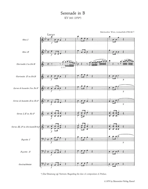 Mozart - Serenade in B-flat major K. 361 (370a) "Gran Partita" Study Score