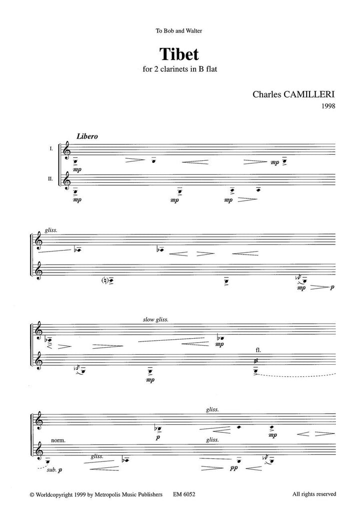 Camilleri - Tibet for Clarinet Duet