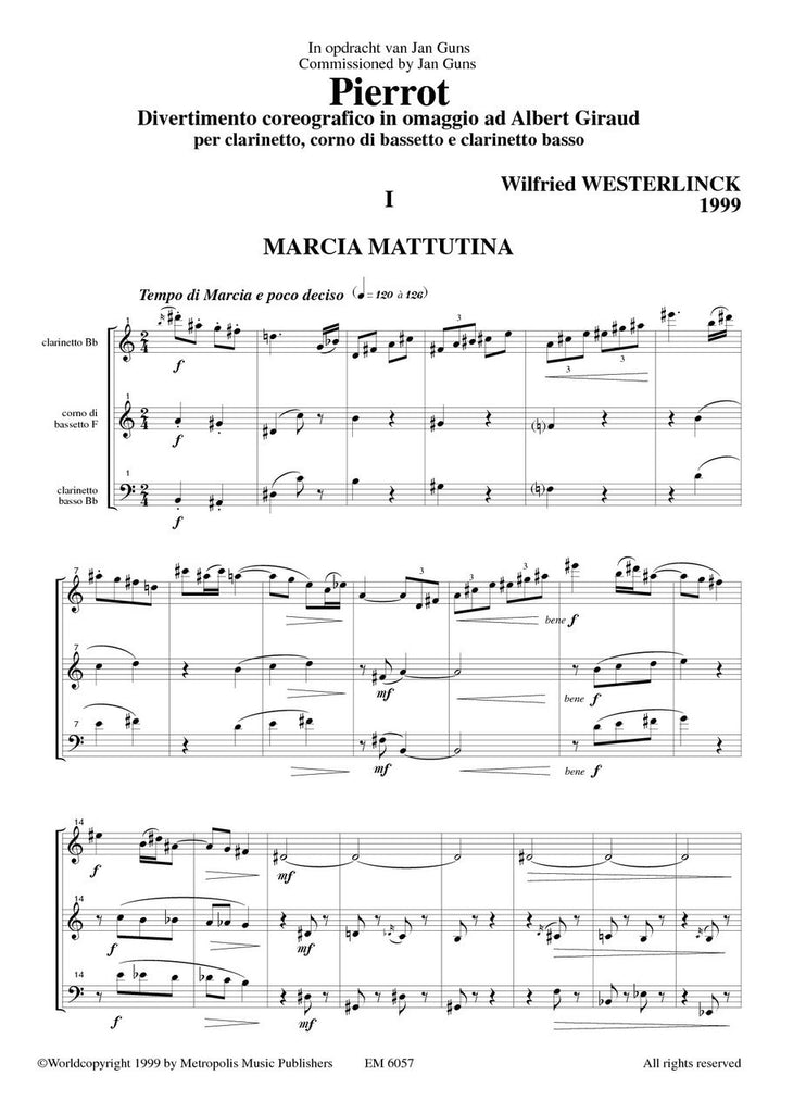 Westerlinck - Pierrot for Clarinet, Basset Horn and Bass Clarinet