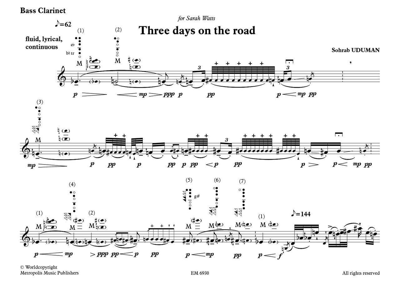 Uduman - Three Days on the Road for Solo Bass Clarinet