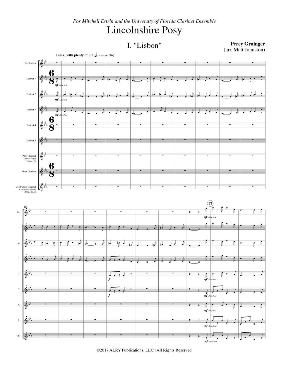 Grainger (arr. Matt Johnston) - Lincolnshire Posy for Clarinet Choir