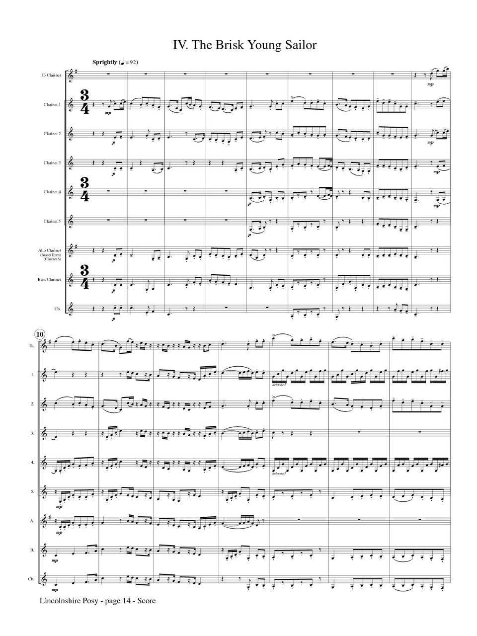 Grainger (arr. Matt Johnston) - Lincolnshire Posy for Clarinet Choir