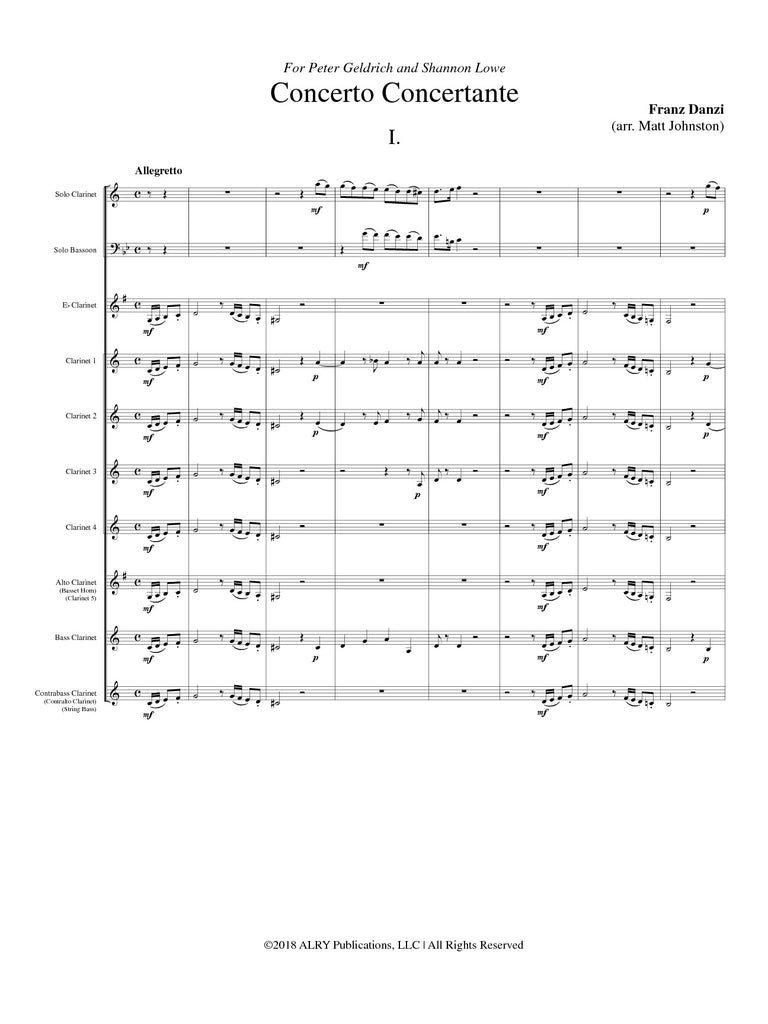 Danzi (arr. Matt Johnston) - Concerto Concertante for Solo Clarinet, Bassoon and Clarinet Choir