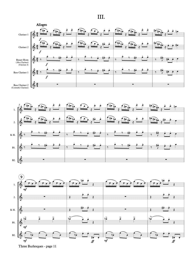 Farkas - Three Burlesques for Clarinet Choir