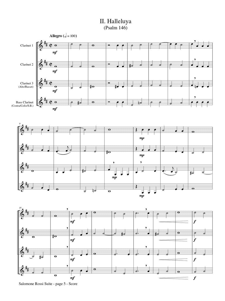Isaacson - The Salomone Rossi Suite for Clarinet Choir