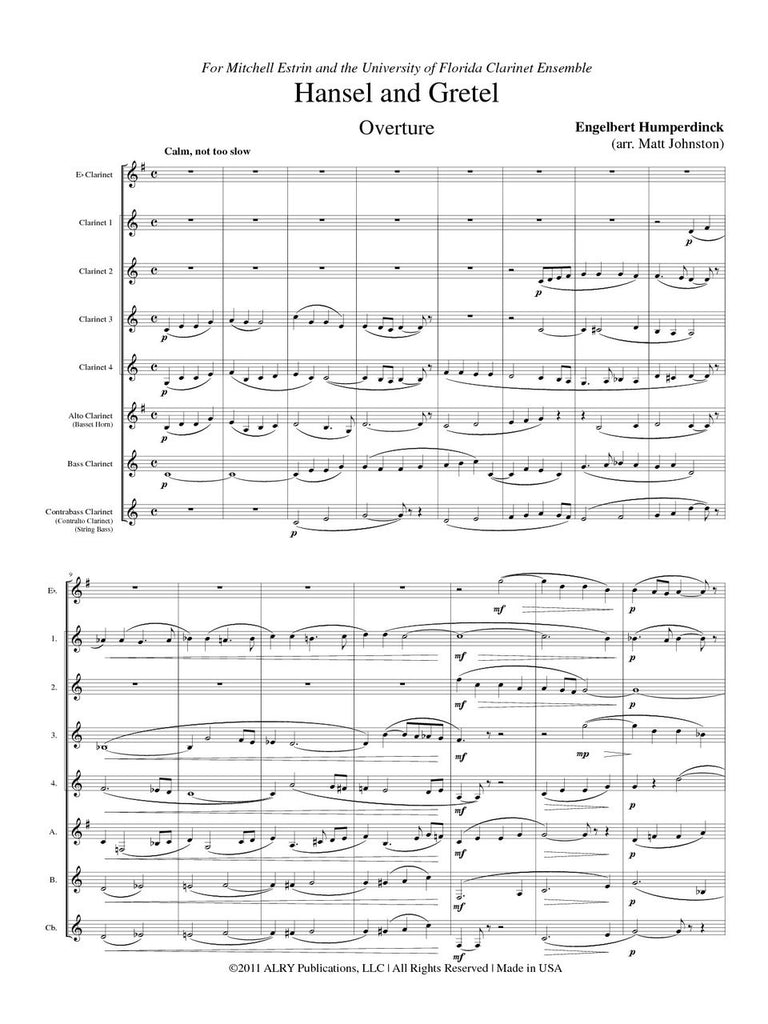 Humperdinck (arr. Johnston) - Overture to 'Hansel and Gretel' for Clarinet Choir