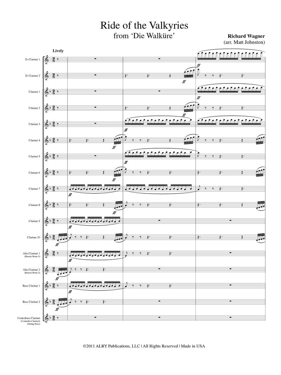 Wagner (arr. Matt Johnston) - Ride of the Valkyries for Clarinet Choir